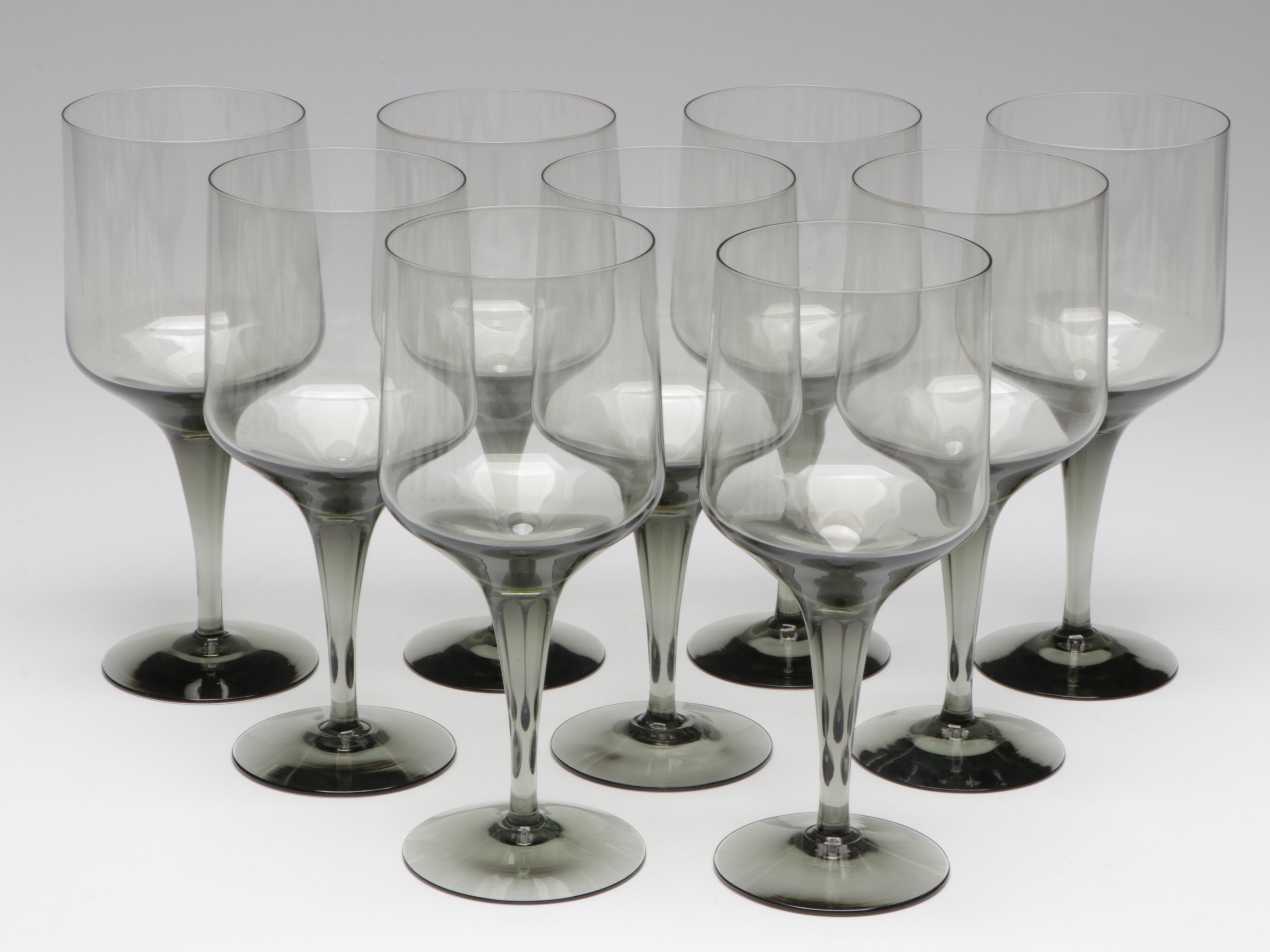 Orrefors "Rhapsody Smoke" Blown Glass Stemware