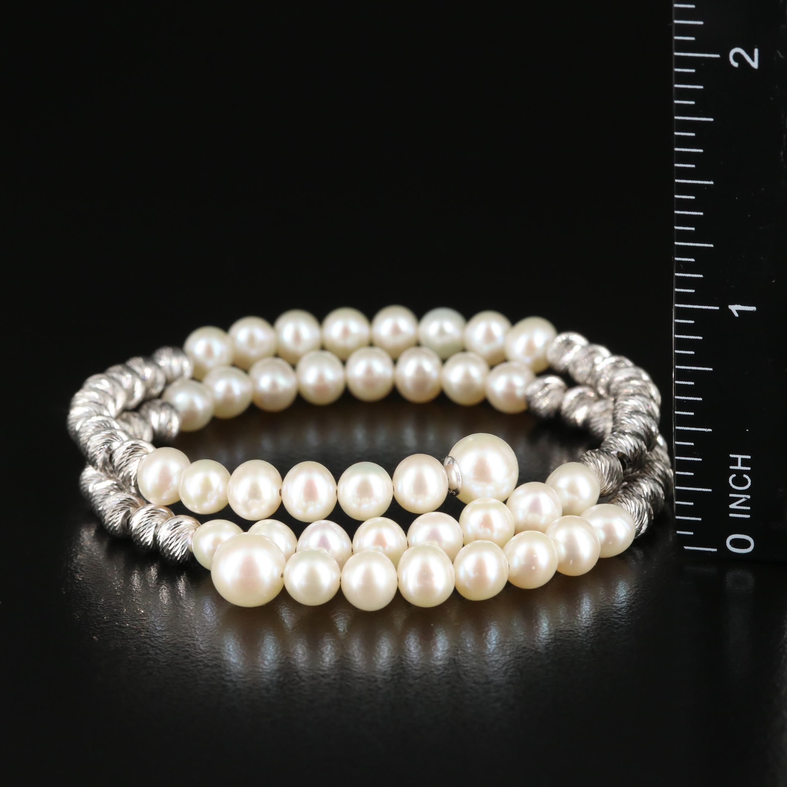 Sterling Graduated Pearl Wrap Bracelet