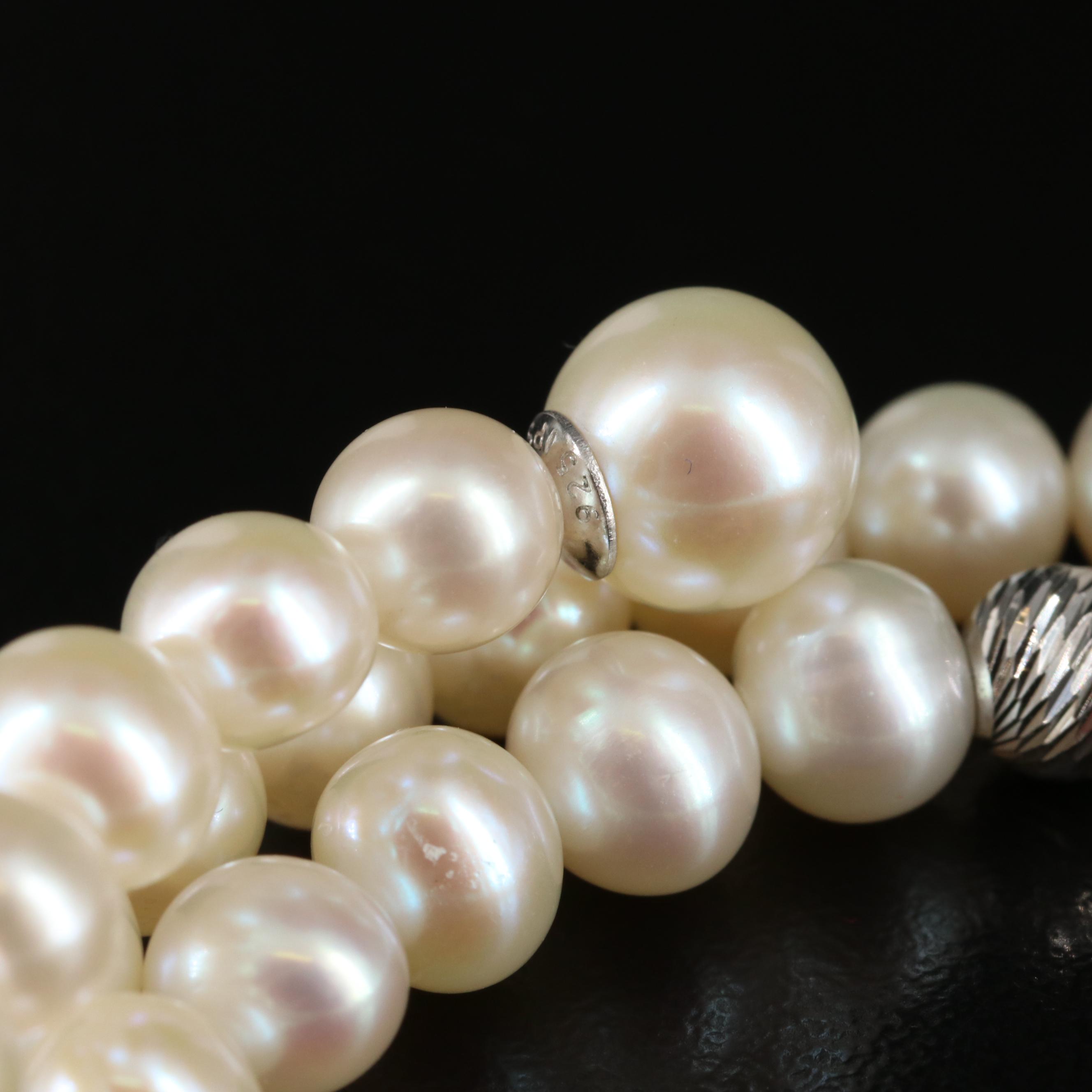 Sterling Graduated Pearl Wrap Bracelet