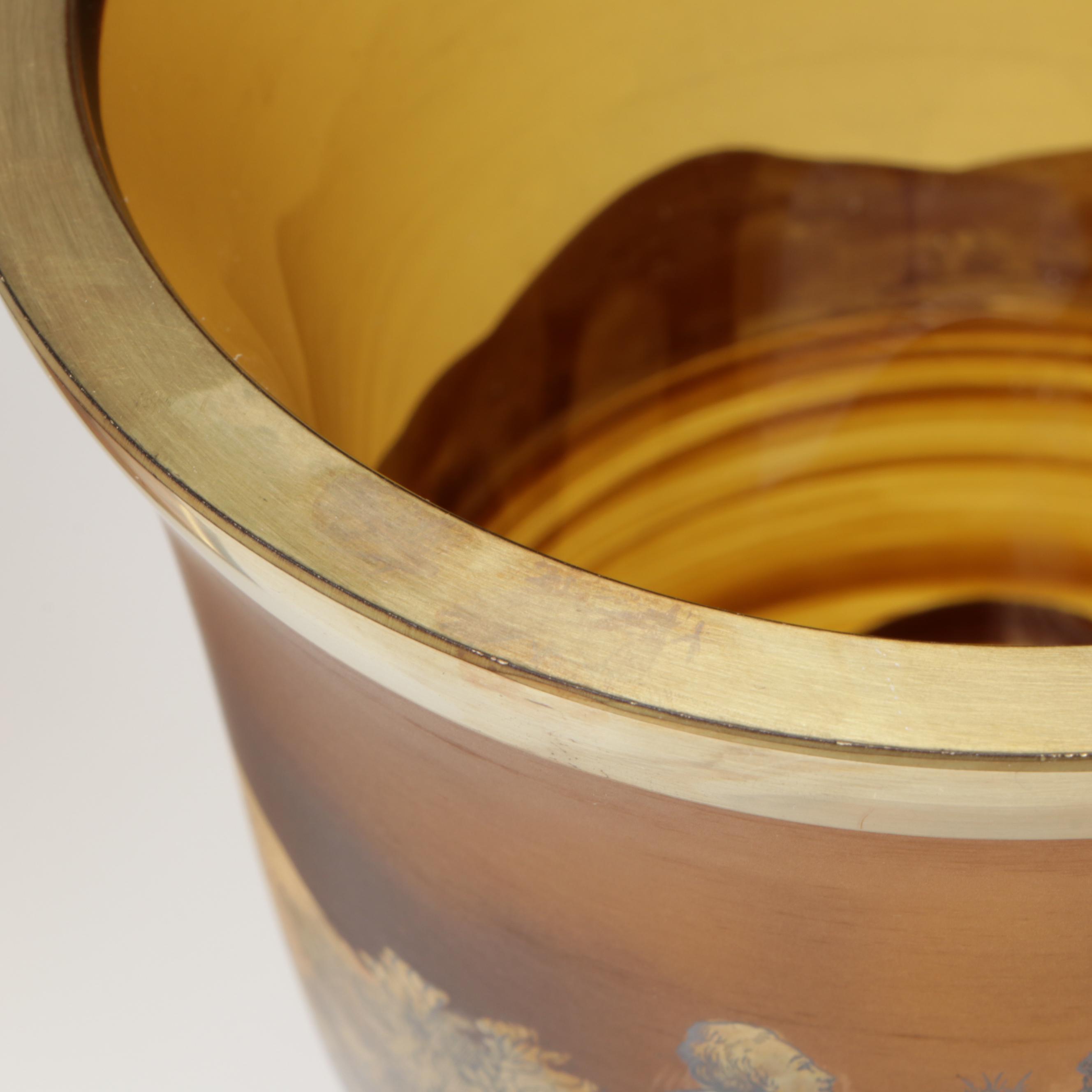 Crystalex Borocrystal Bohemian Style Amber Glass Goblets, Late 20th C