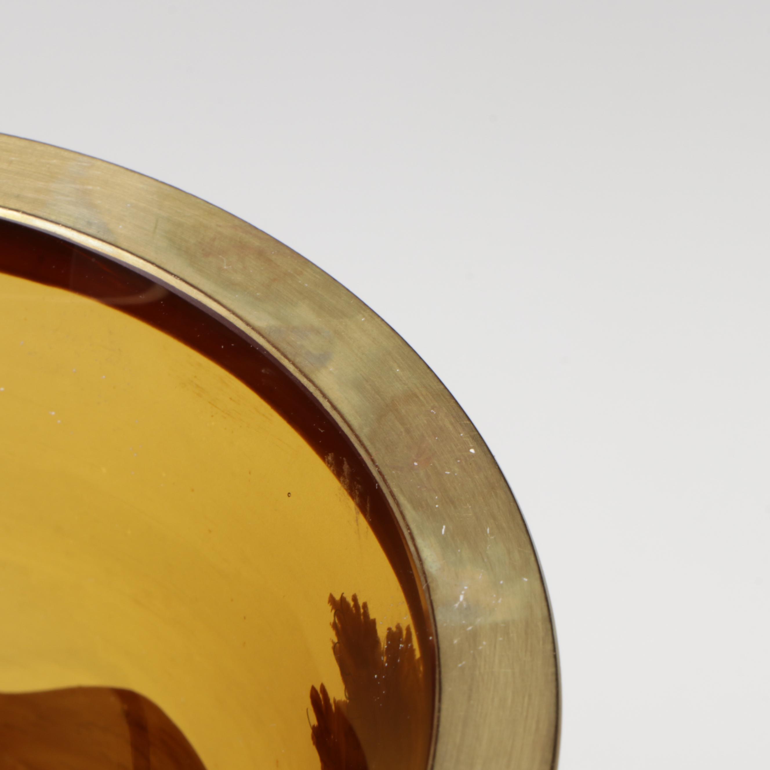 Crystalex Borocrystal Bohemian Style Amber Glass Goblets, Late 20th C