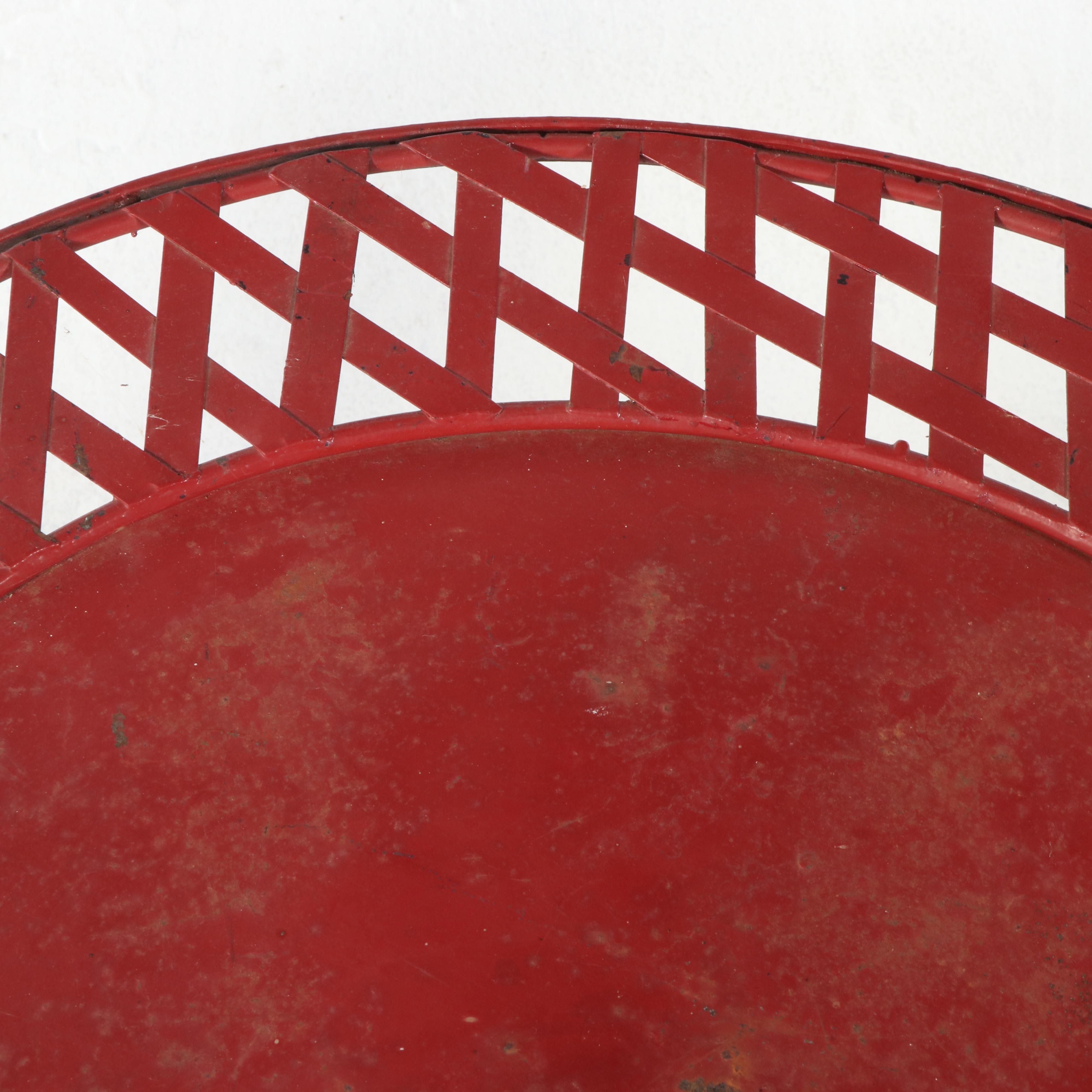 Red Painted Metal Three-Piece Patio Bistro Set