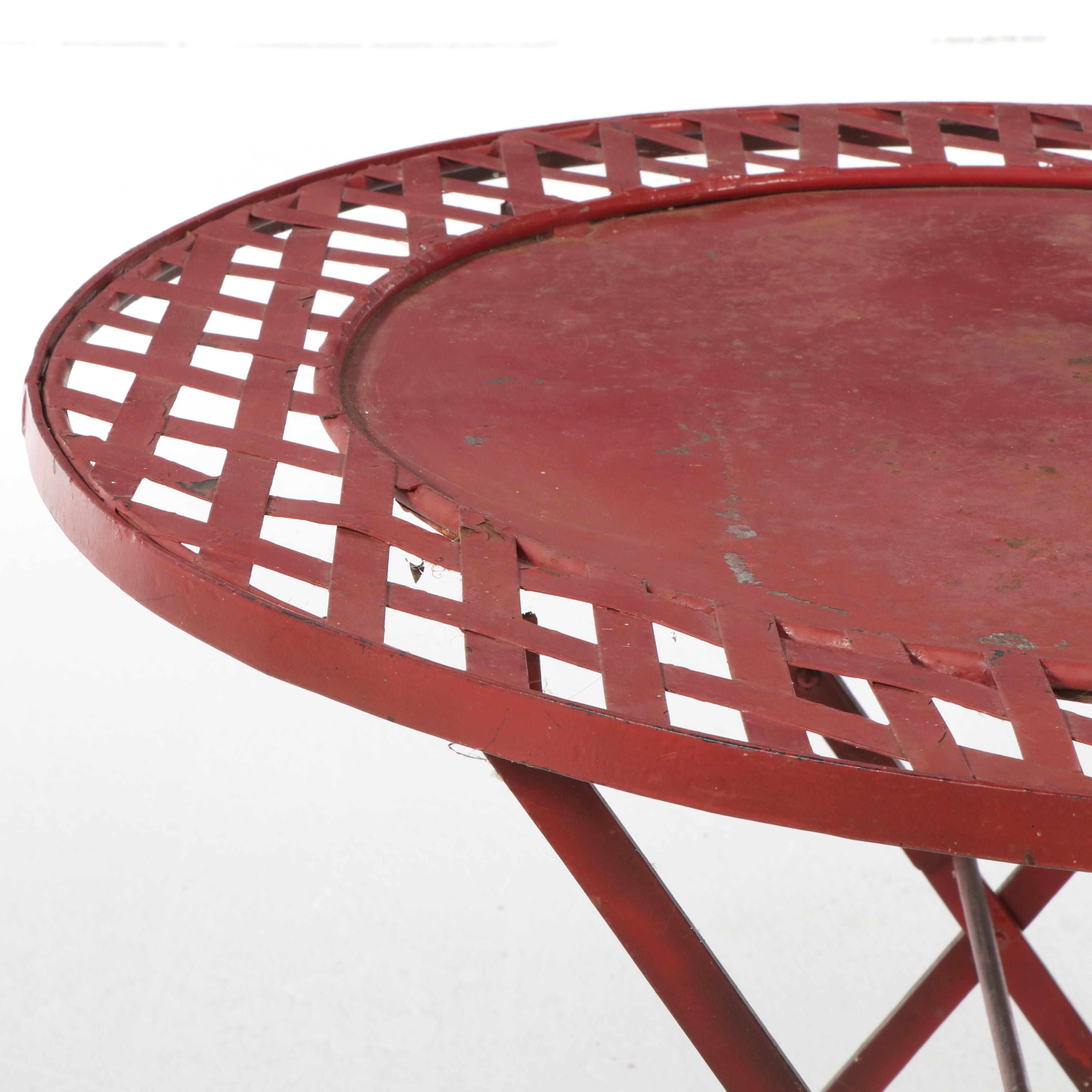 Red Painted Metal Three-Piece Patio Bistro Set
