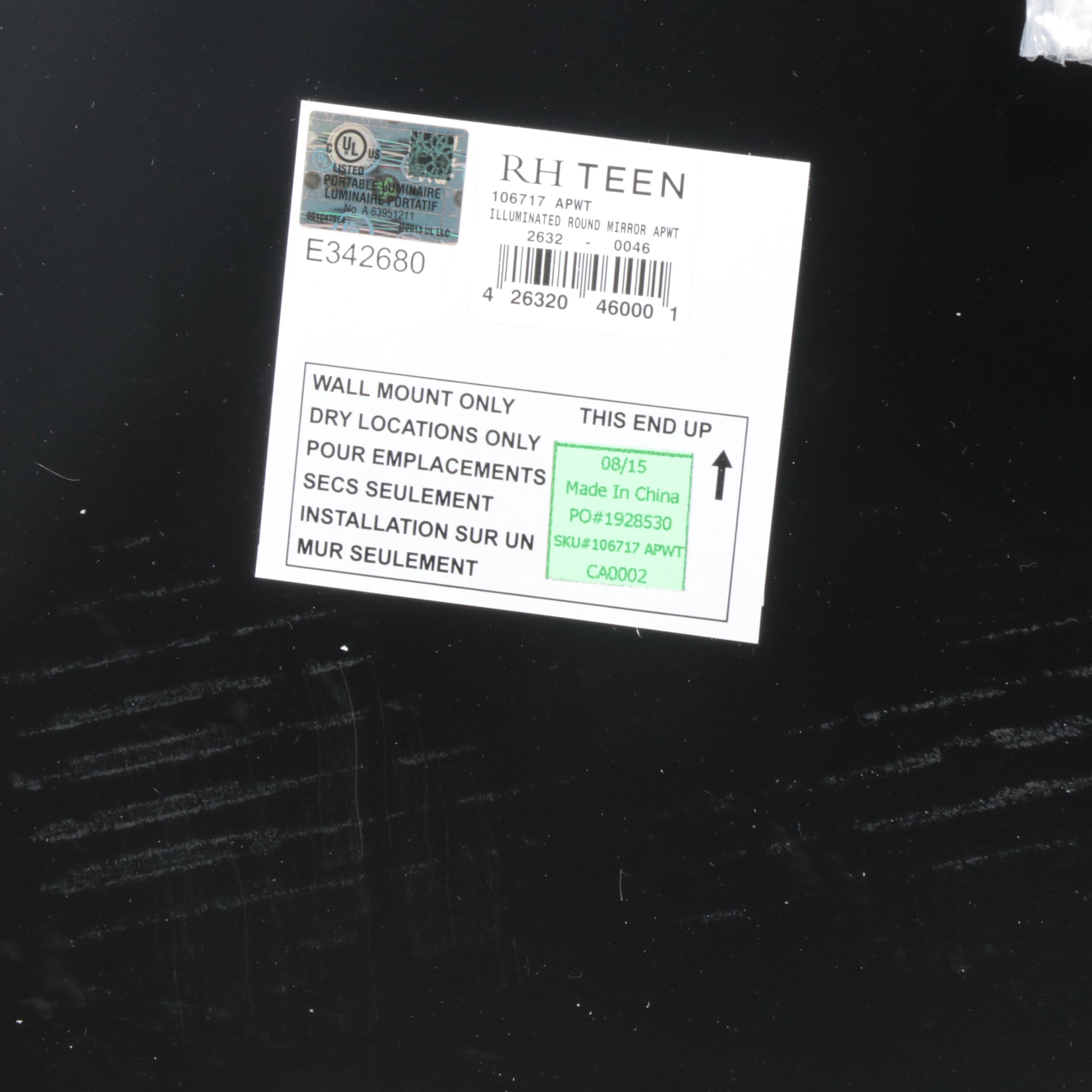 Restoration Hardware Teen Illuminated Round Wall Mirror