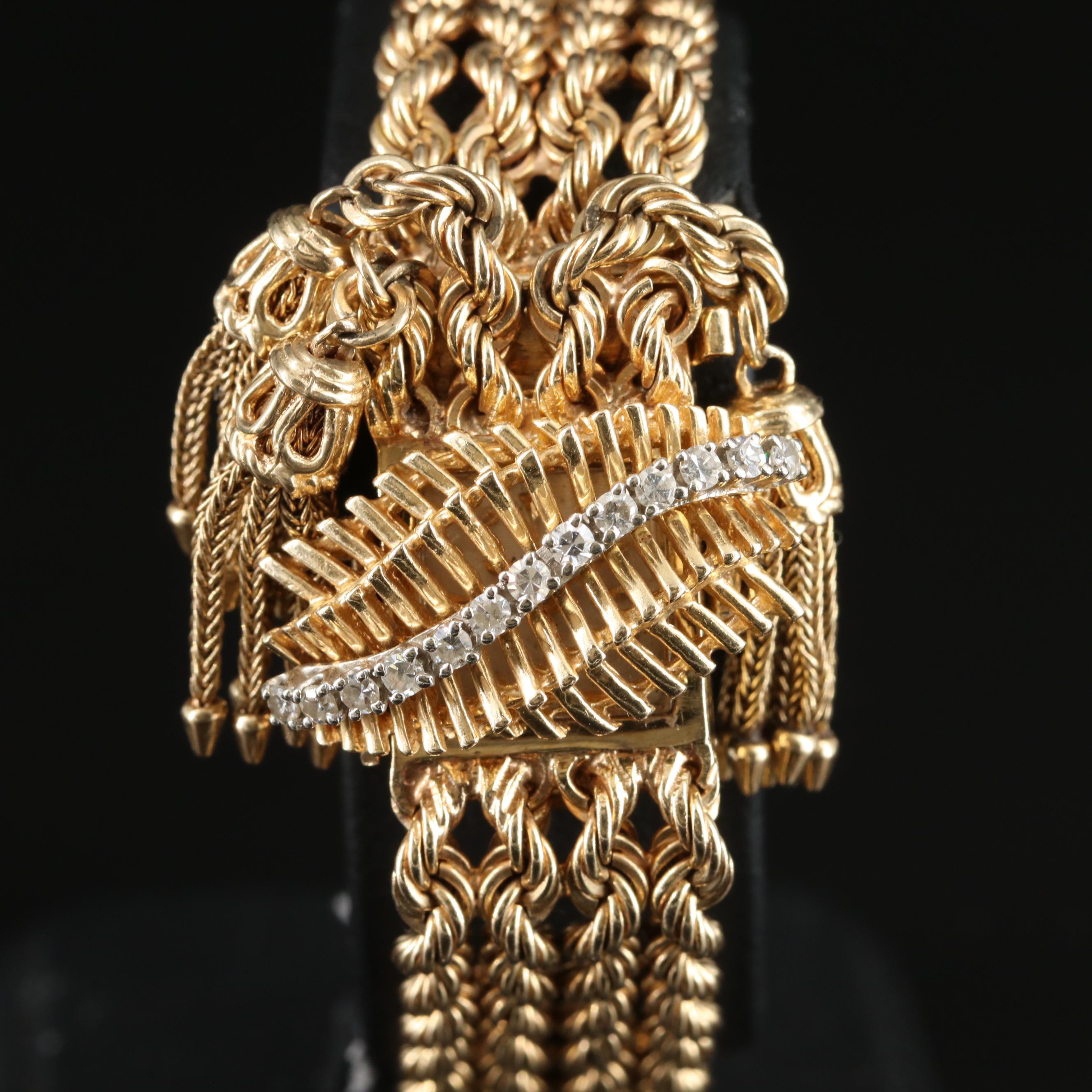 14K Navarre Diamond Dial Cover, Triple-Tassel Jarretière Watch