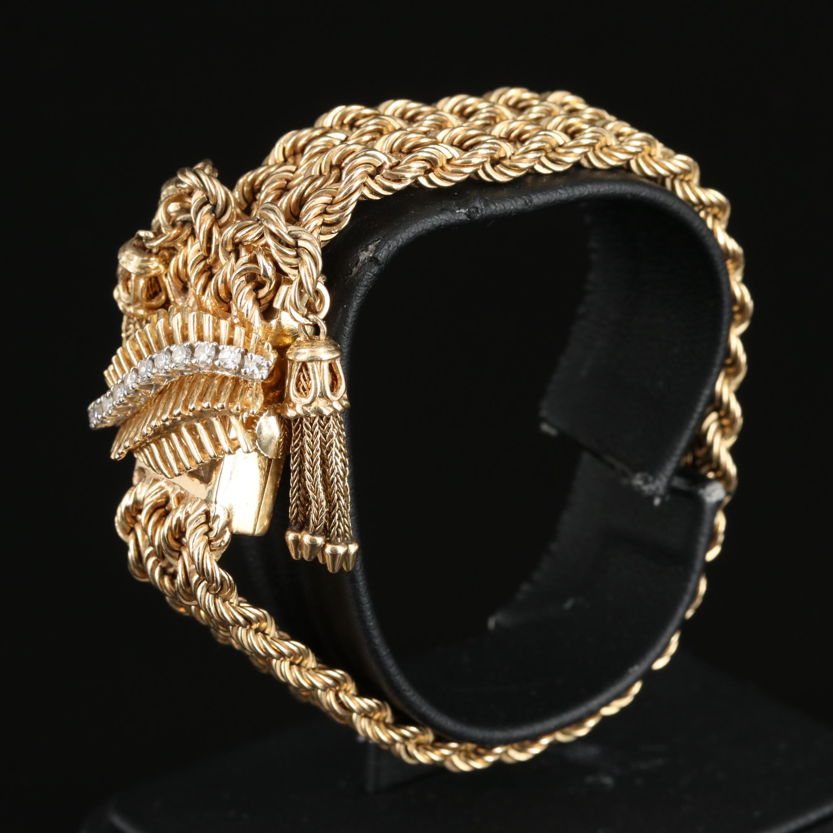 14K Navarre Diamond Dial Cover, Triple-Tassel Jarretière Watch