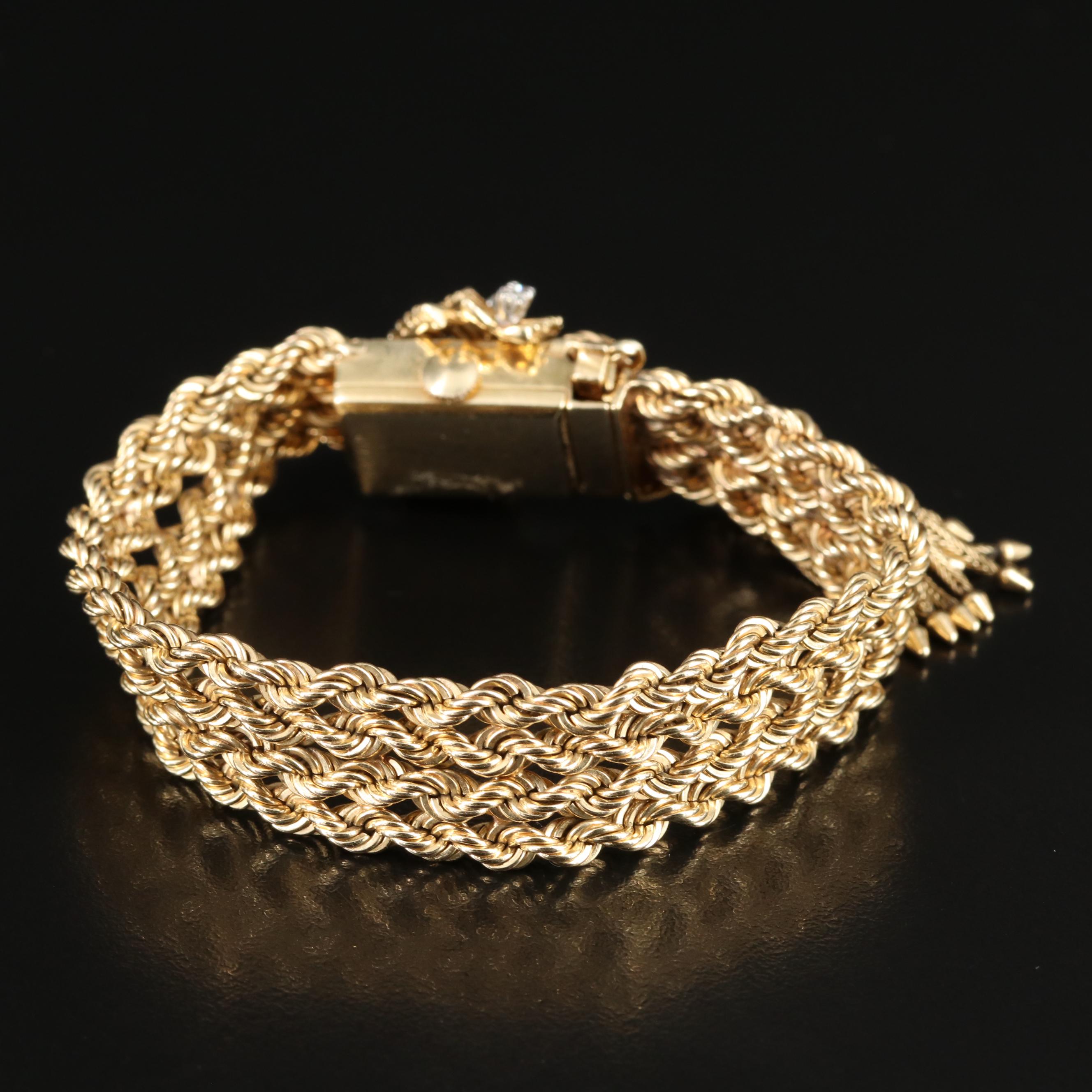 14K Navarre Diamond Dial Cover, Triple-Tassel Jarretière Watch