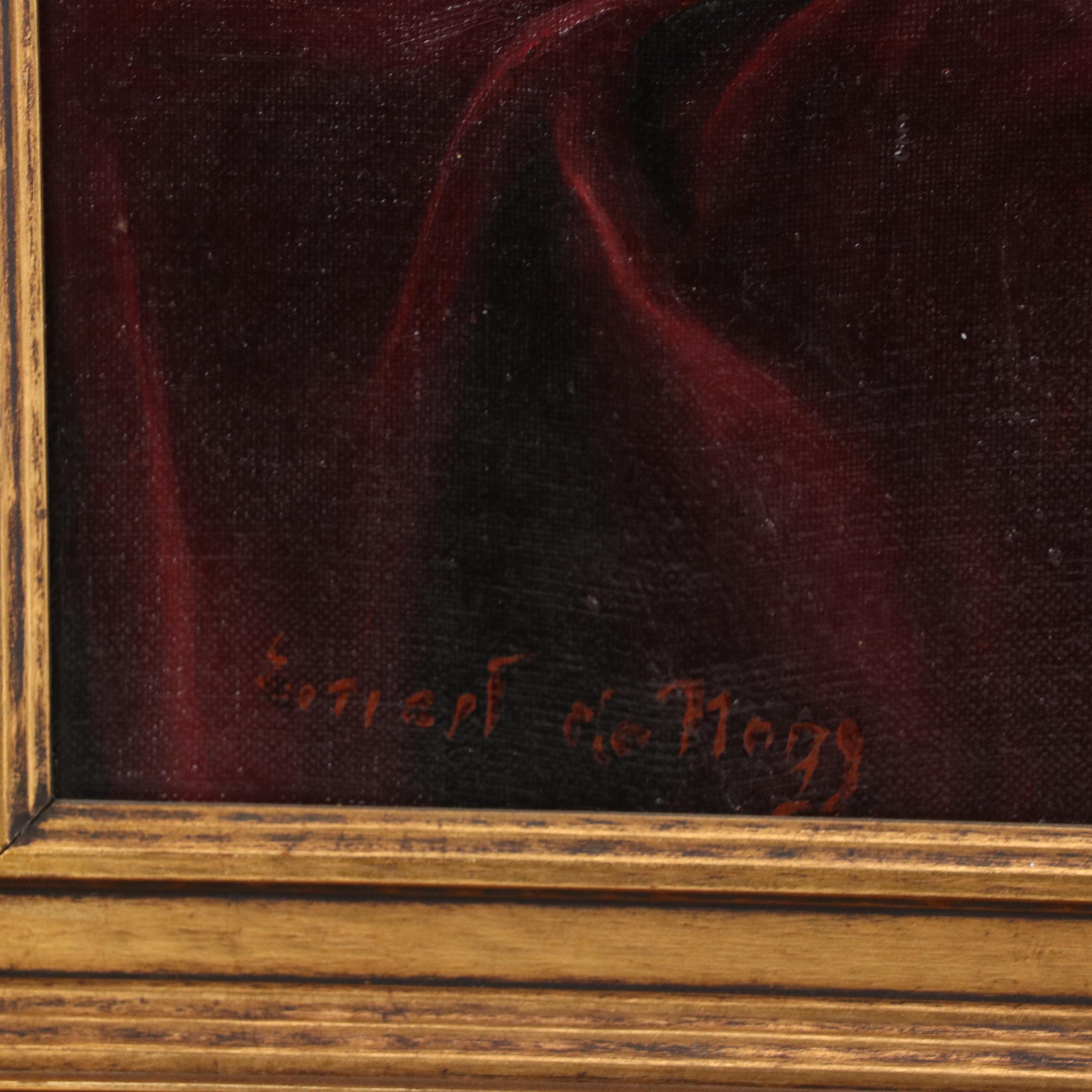 Ernest de Nagy Still Life with Books, Candle and Clock Oil Painting