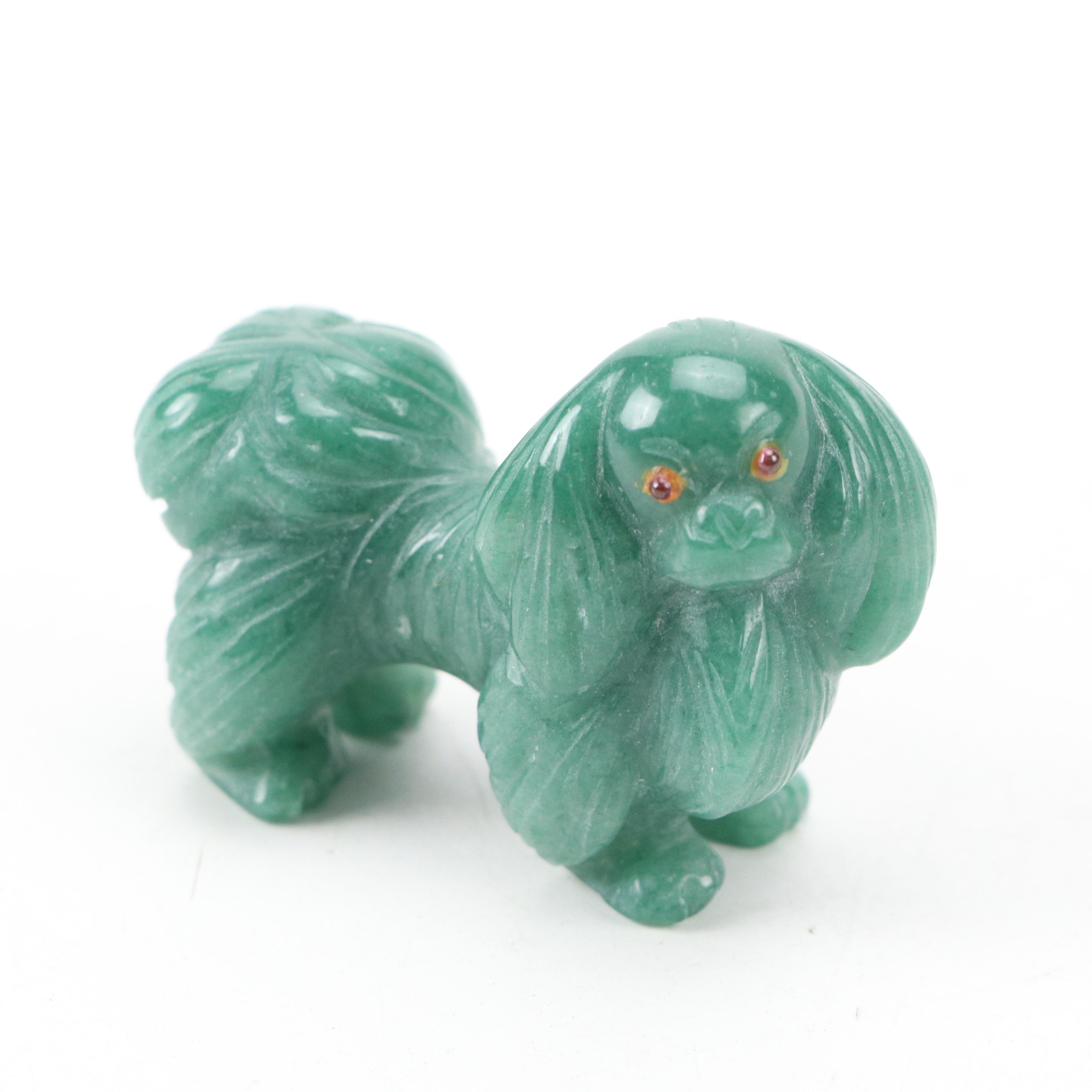 Polished Carved Serpentine and Other Stone Animal Figurines with Wood Bases