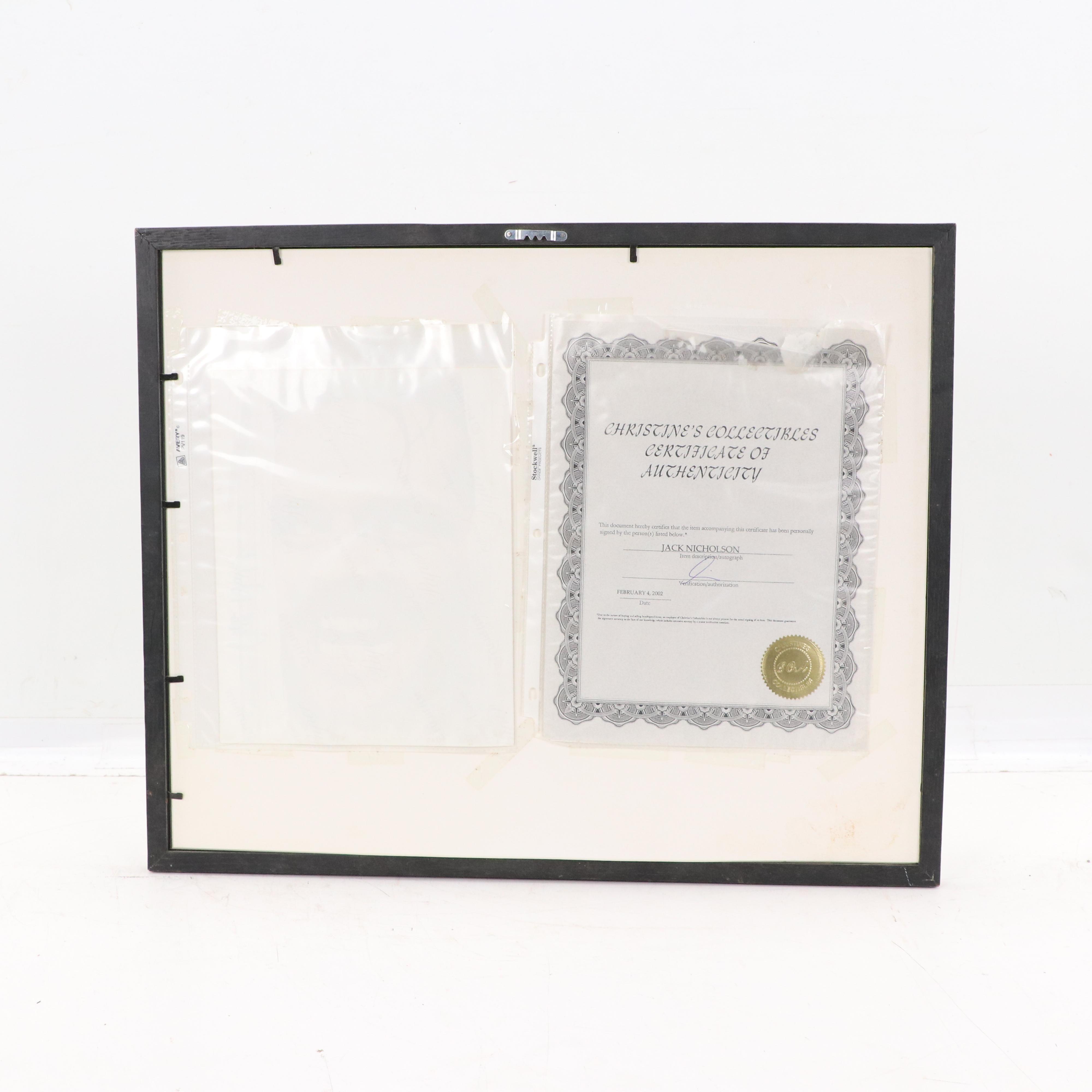 Jack Nicholson Signed Photograph & Digital Photograph of Stephen King