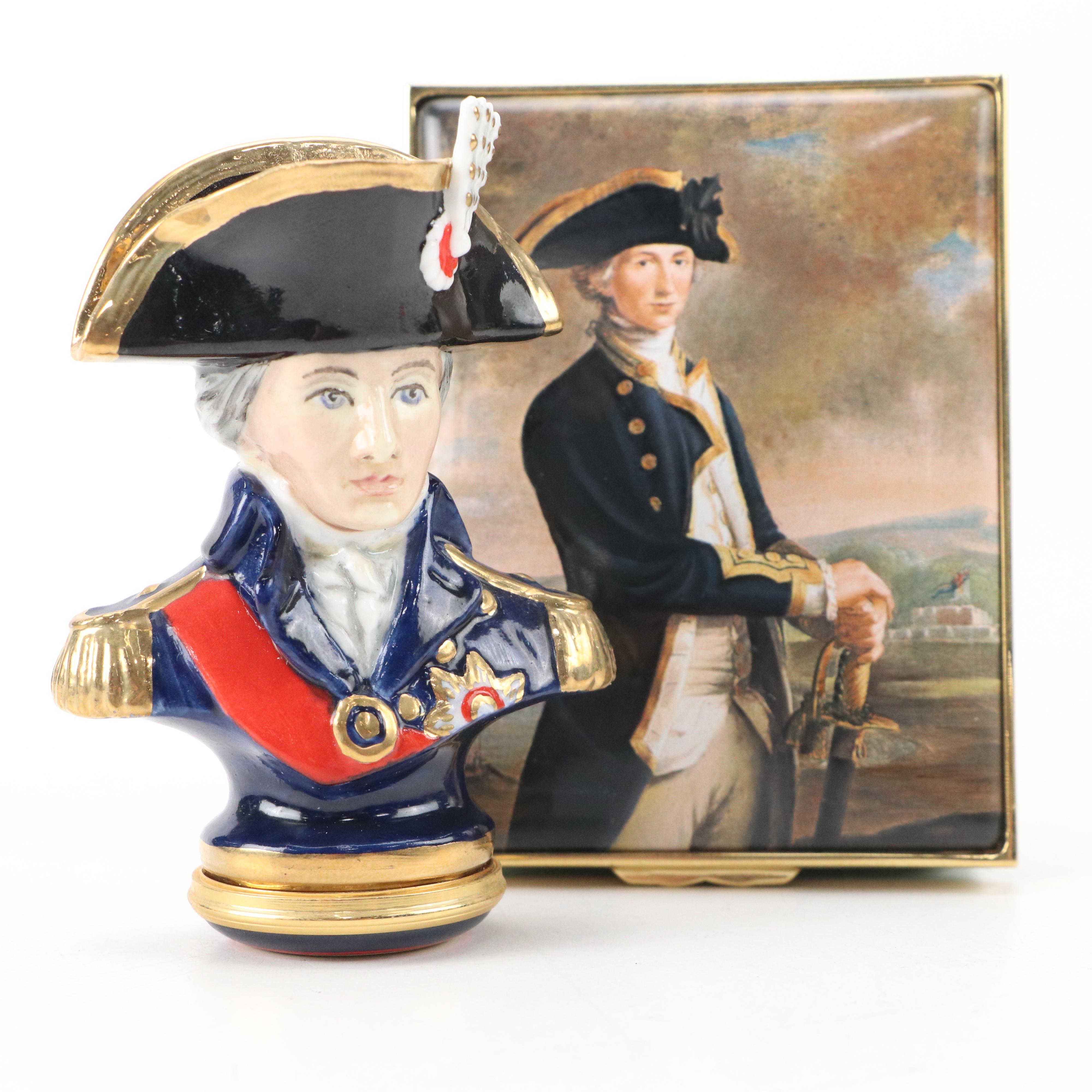 Halcyon Days Enameled Captain Horatio Nelson Boxes