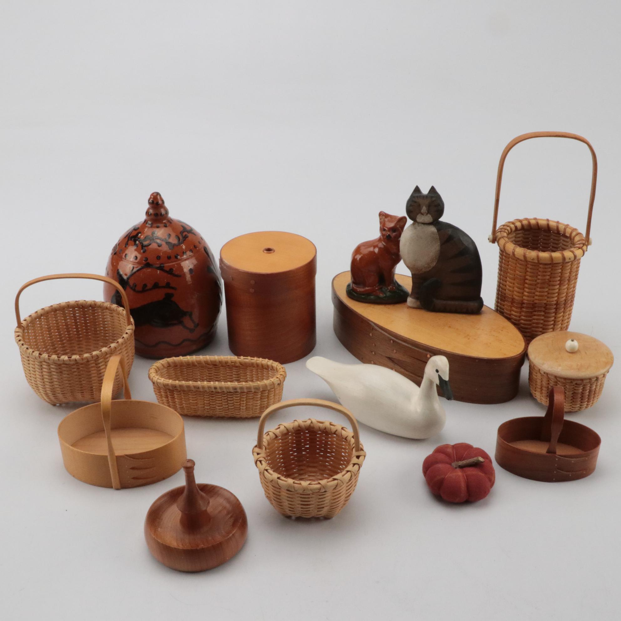 Bentwood Boxes with Nantucket Baskets and Other Decor