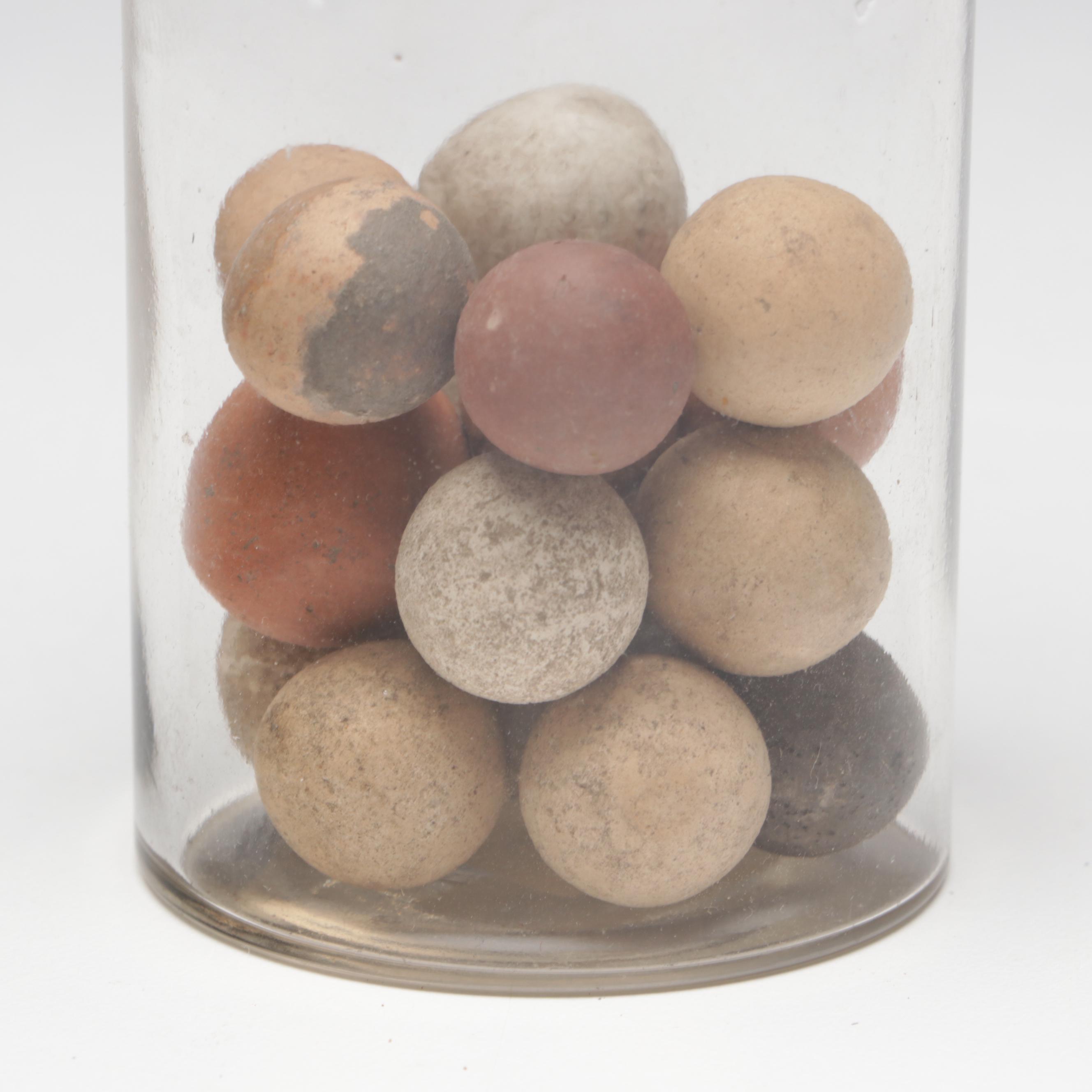 Civil War-Era Clay Marbles in Antique Glass Jars, 19th Century