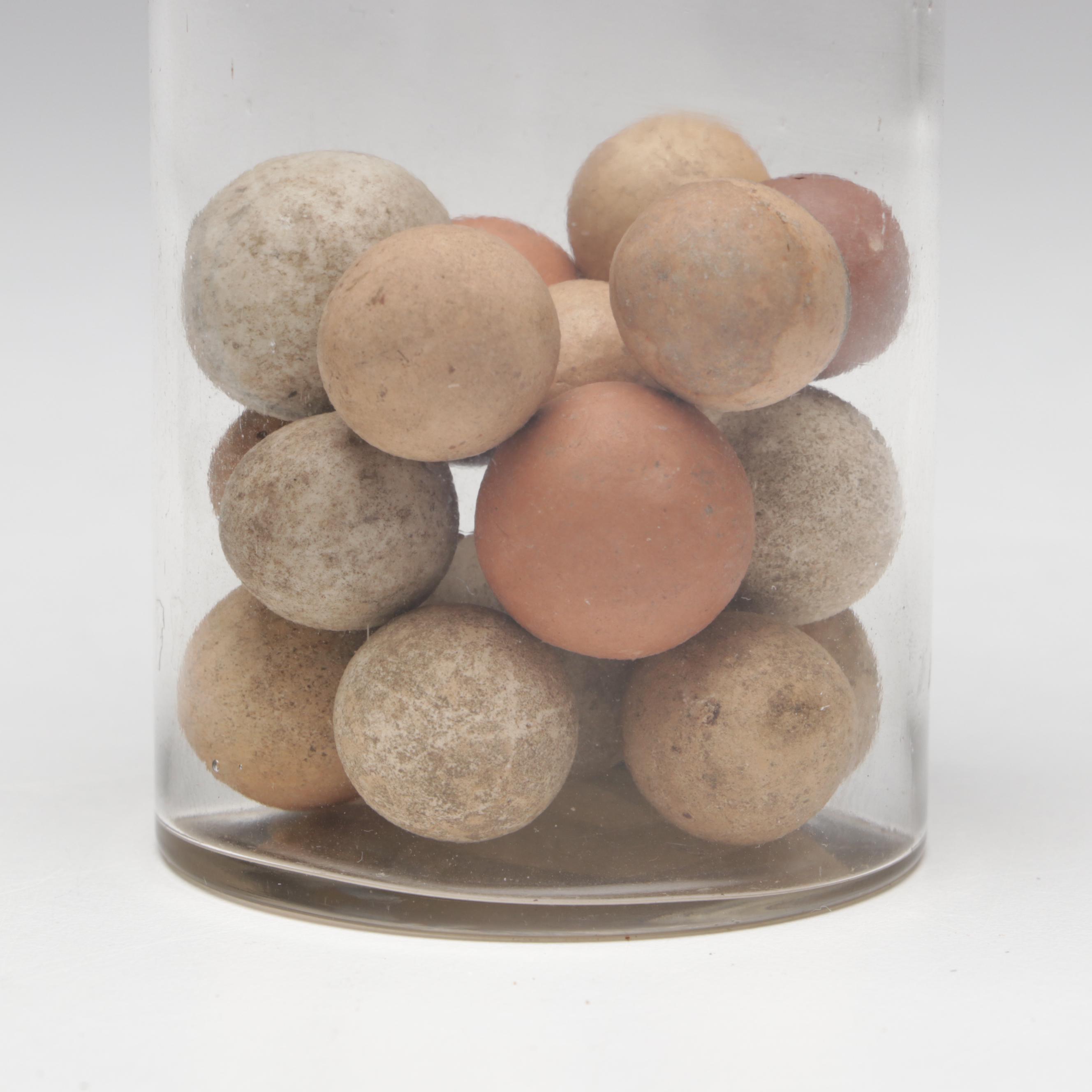 Civil War-Era Clay Marbles in Antique Glass Jars, 19th Century