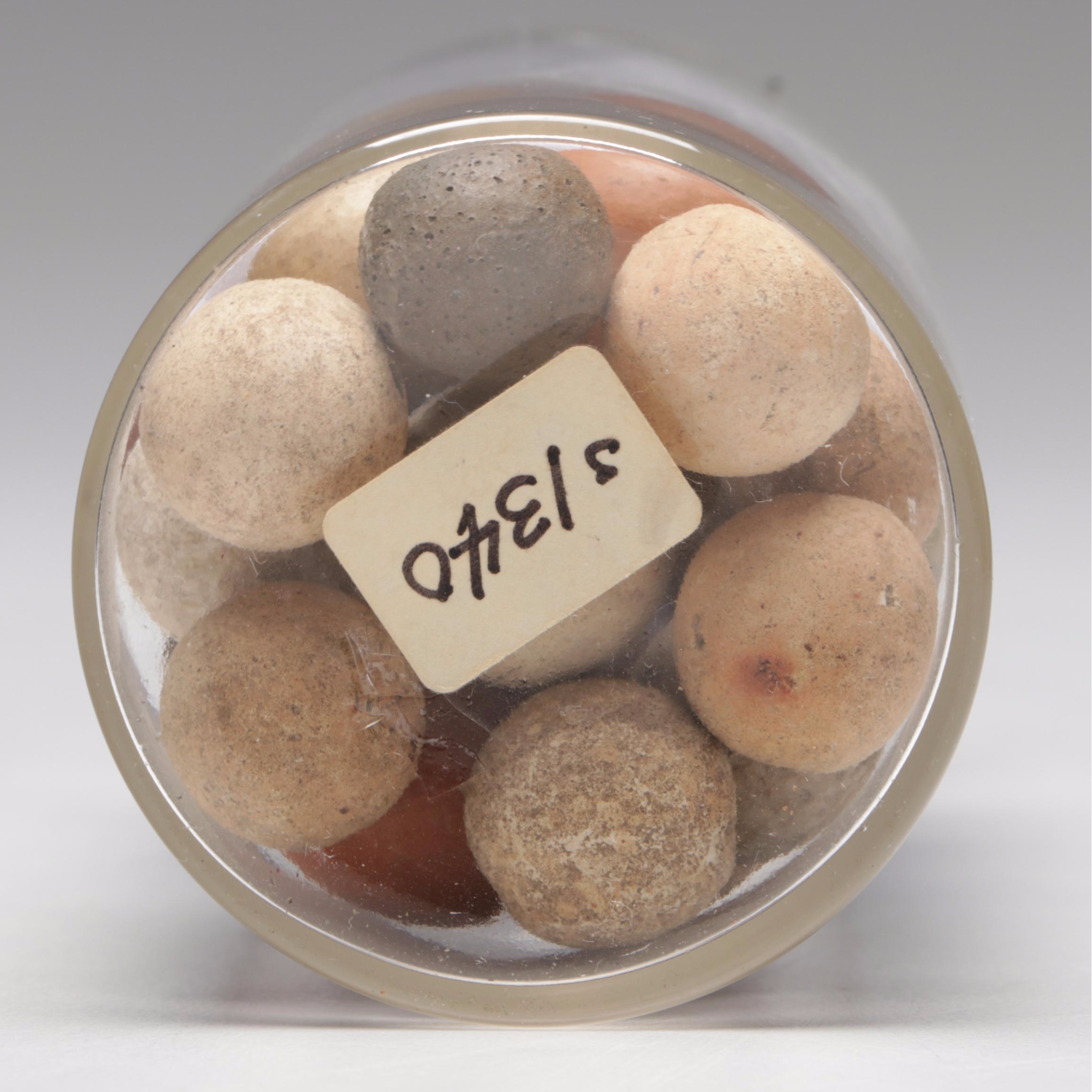Civil War-Era Clay Marbles in Antique Glass Jars, 19th Century