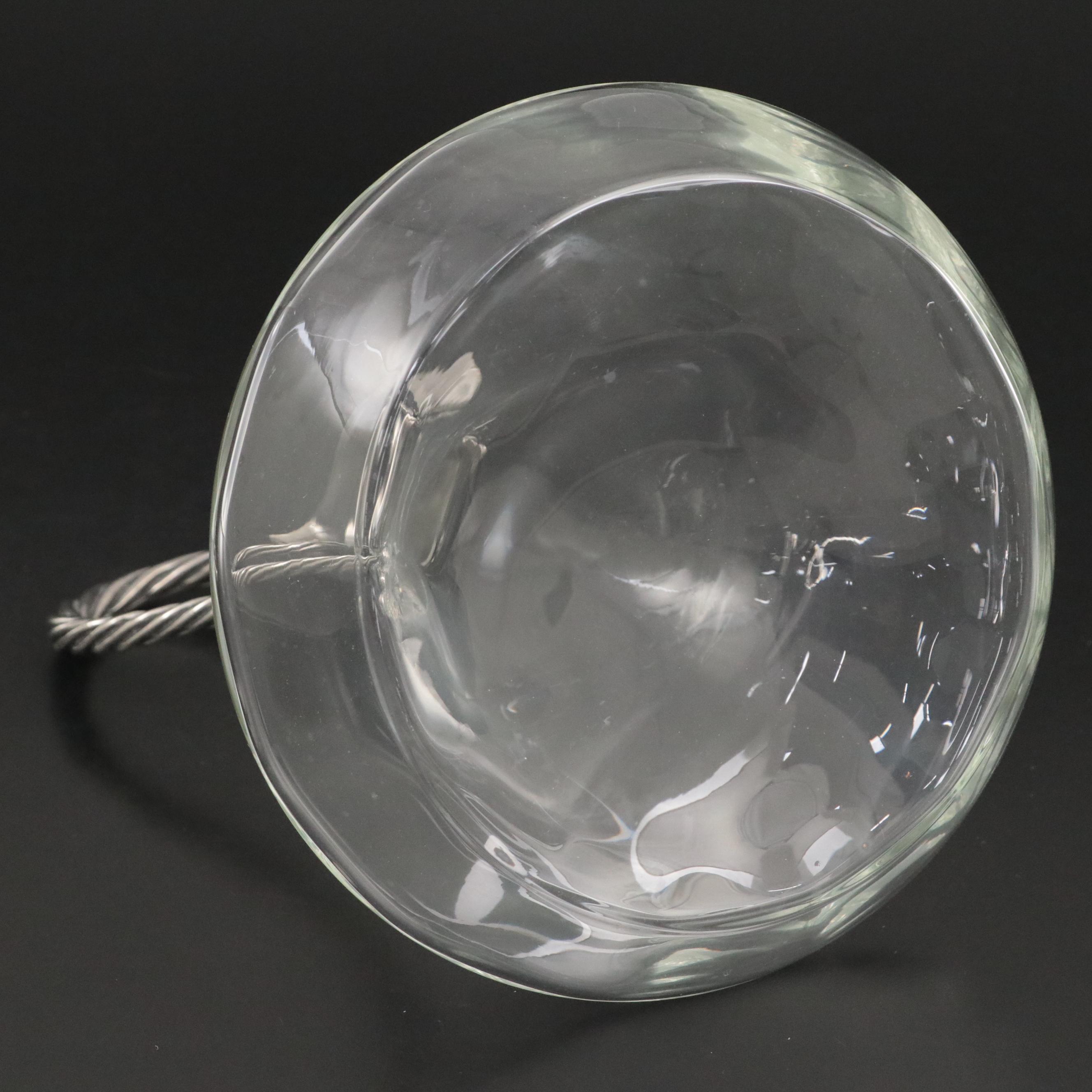 Lladró Bell with French Silver Plate and Glass Wine Carafe with Biscuit Barrel