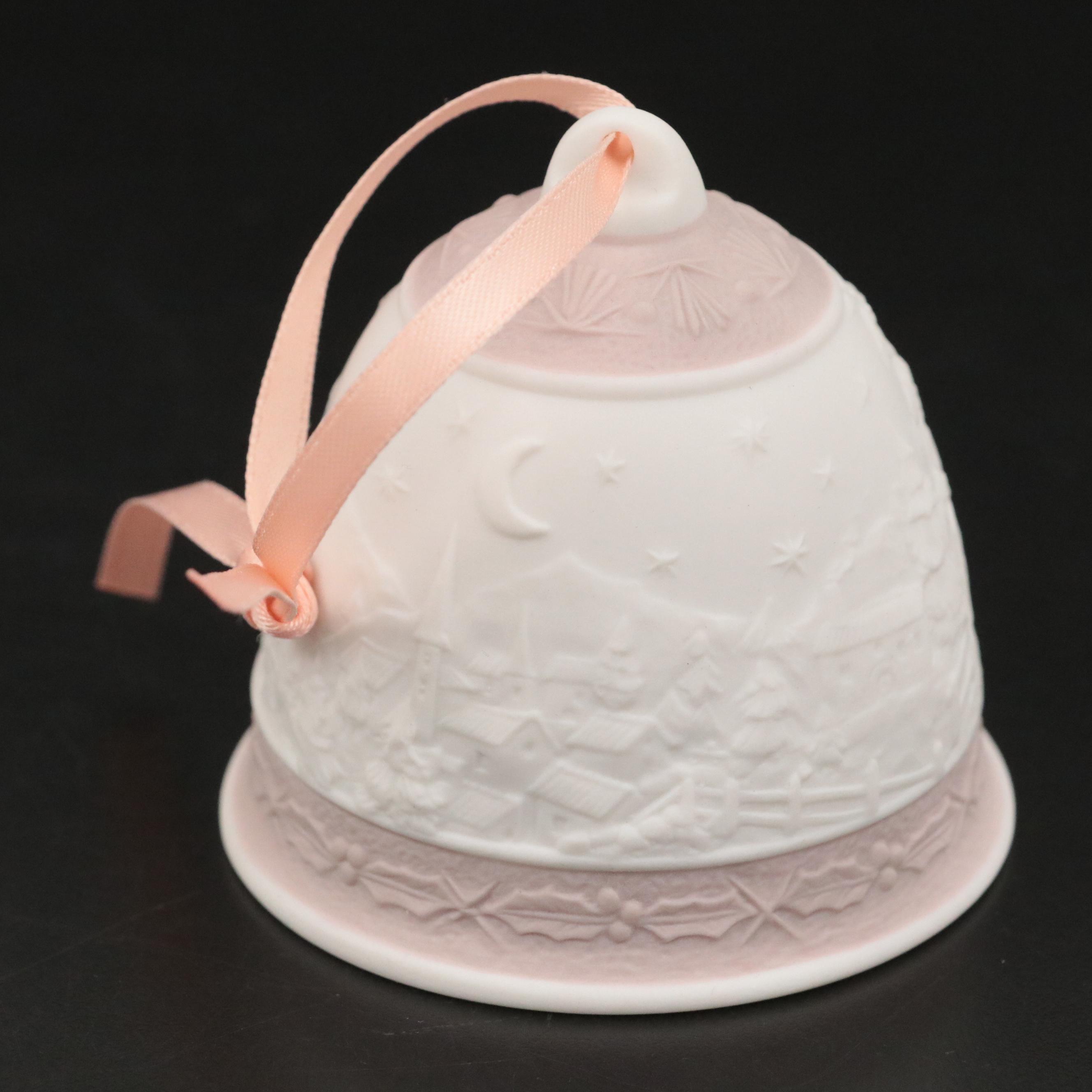 Lladró Bell with French Silver Plate and Glass Wine Carafe with Biscuit Barrel