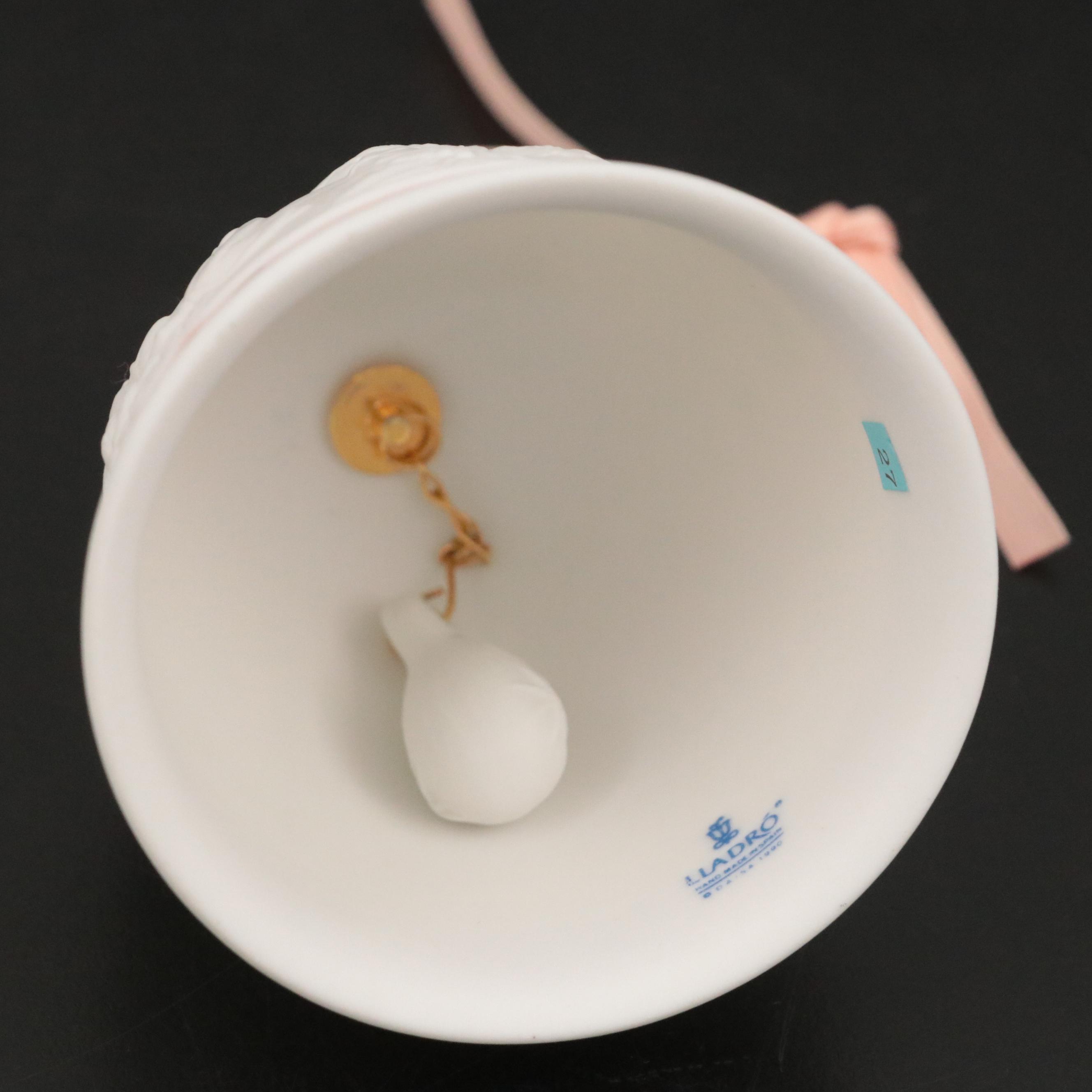 Lladró Bell with French Silver Plate and Glass Wine Carafe with Biscuit Barrel