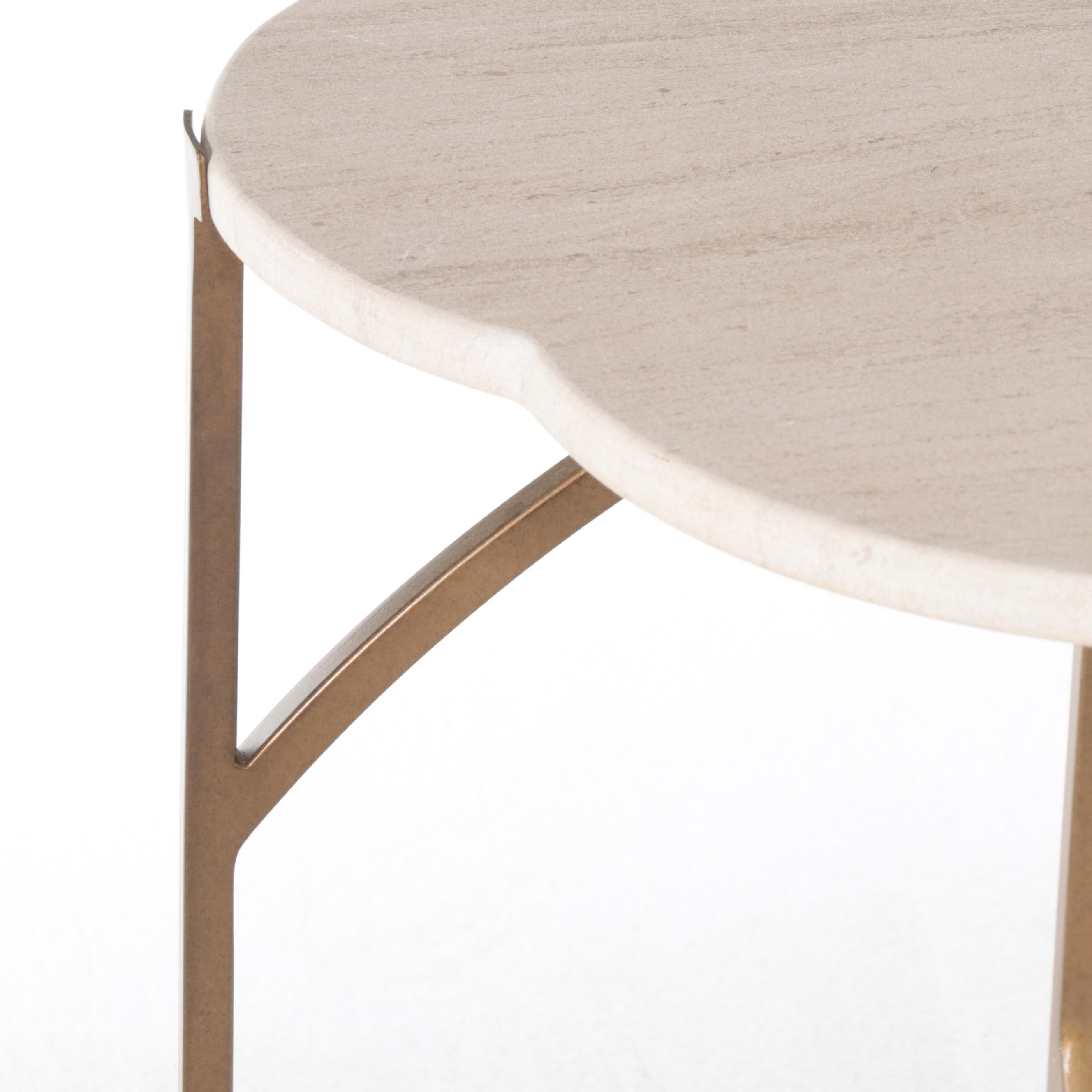 Gabby "Gillian Flower"  Limestone and Gilt Metal End Table