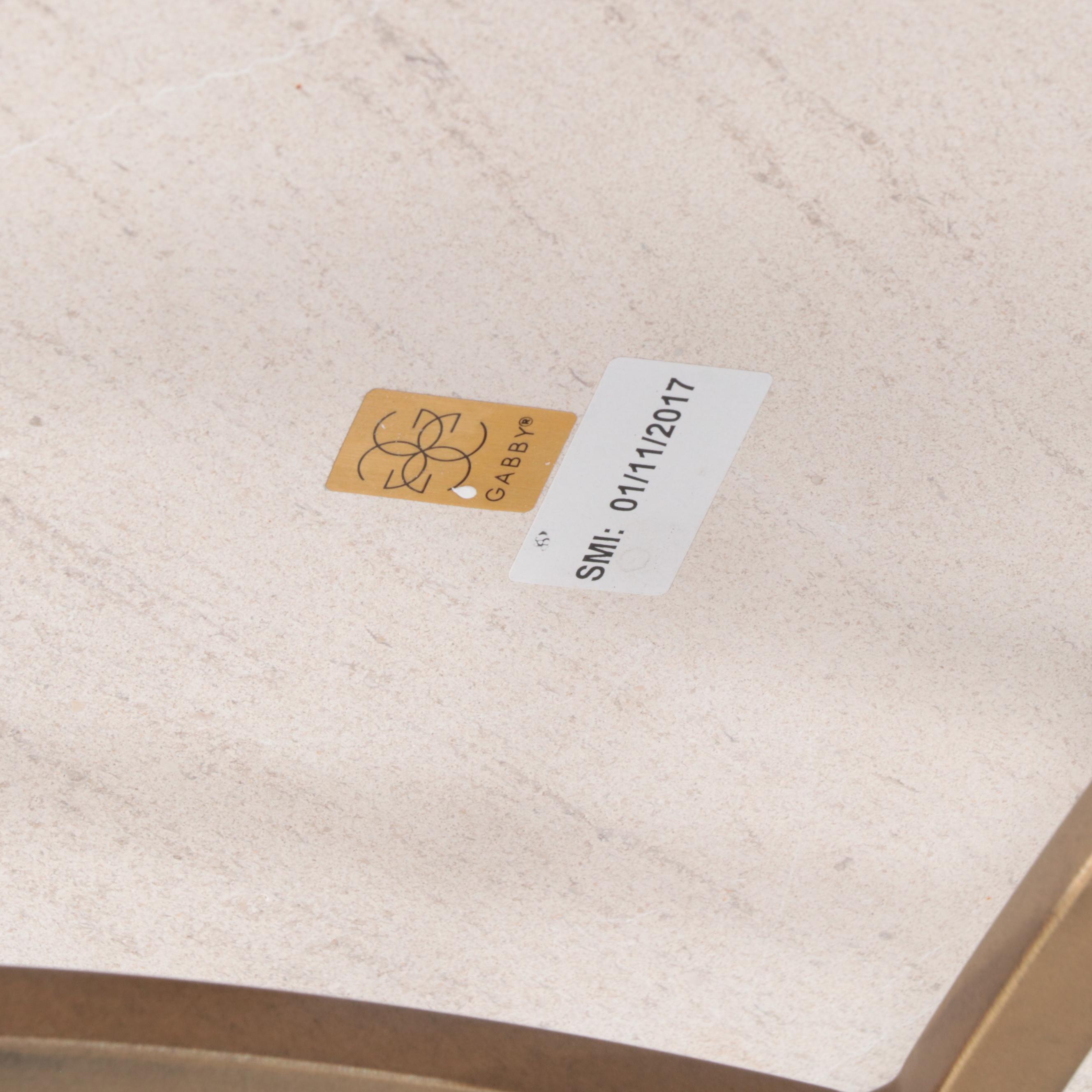 Gabby "Gillian Flower"  Limestone and Gilt Metal End Table