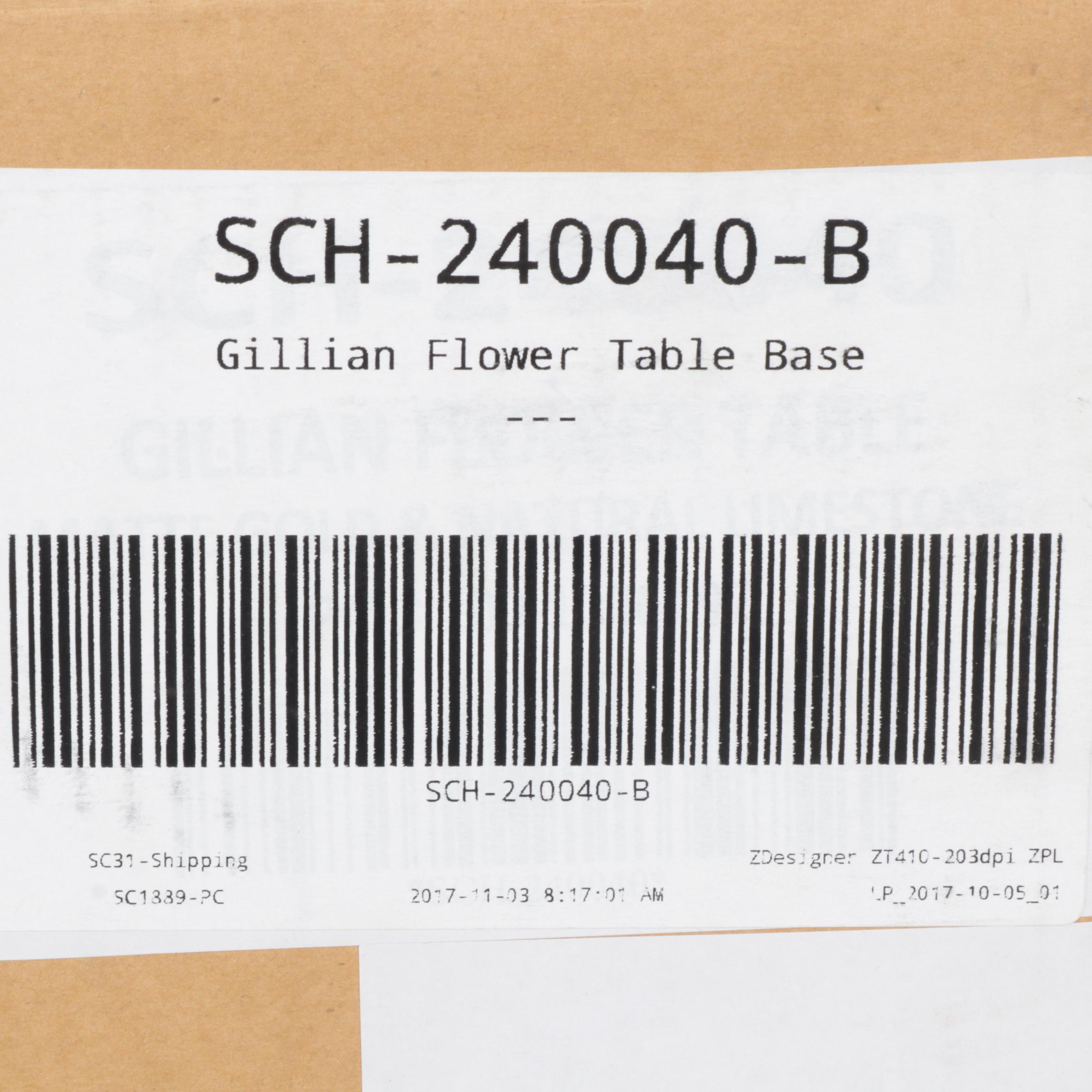 Gabby "Gillian Flower"  Limestone and Gilt Metal End Table