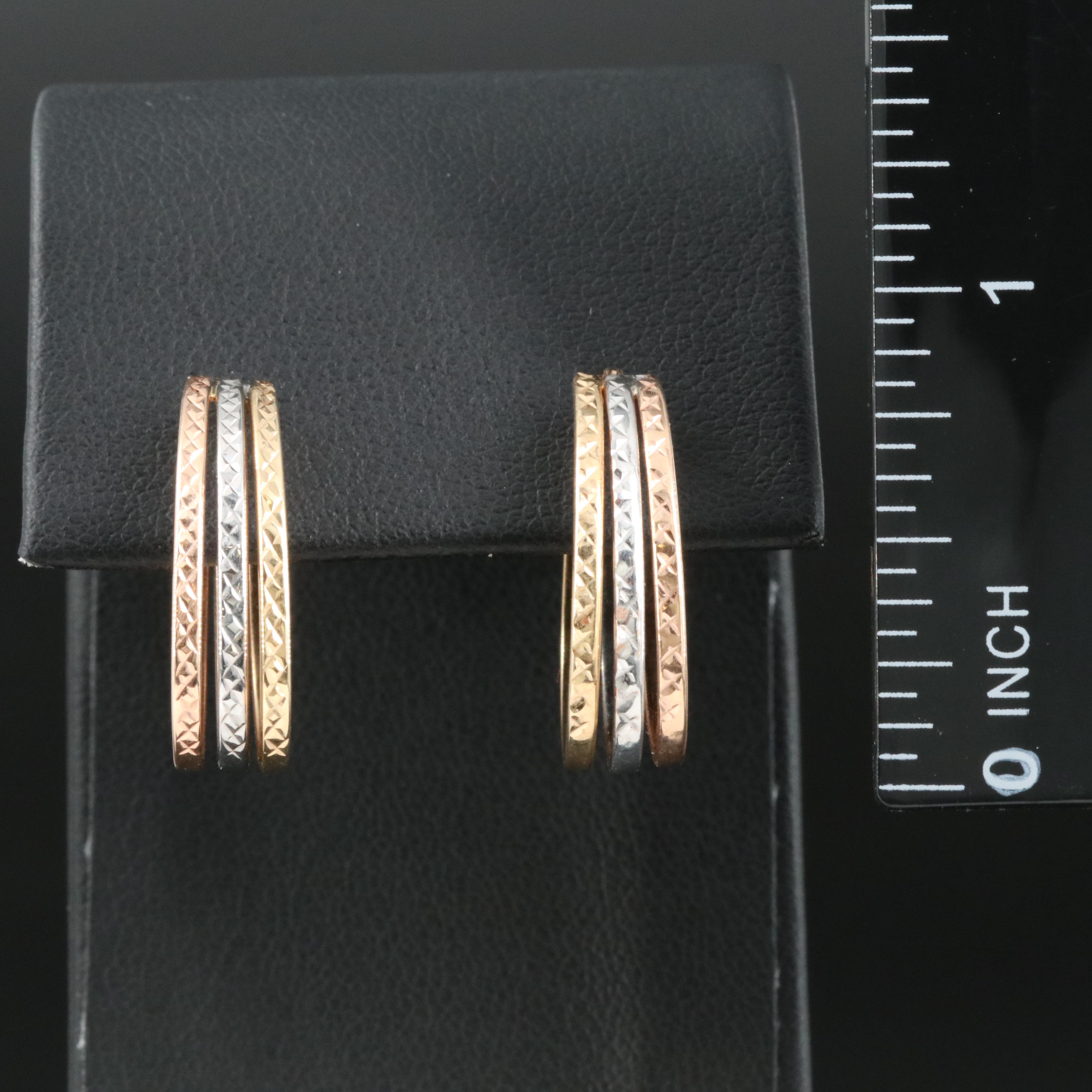 14K Tri-Color Hoop Earrings