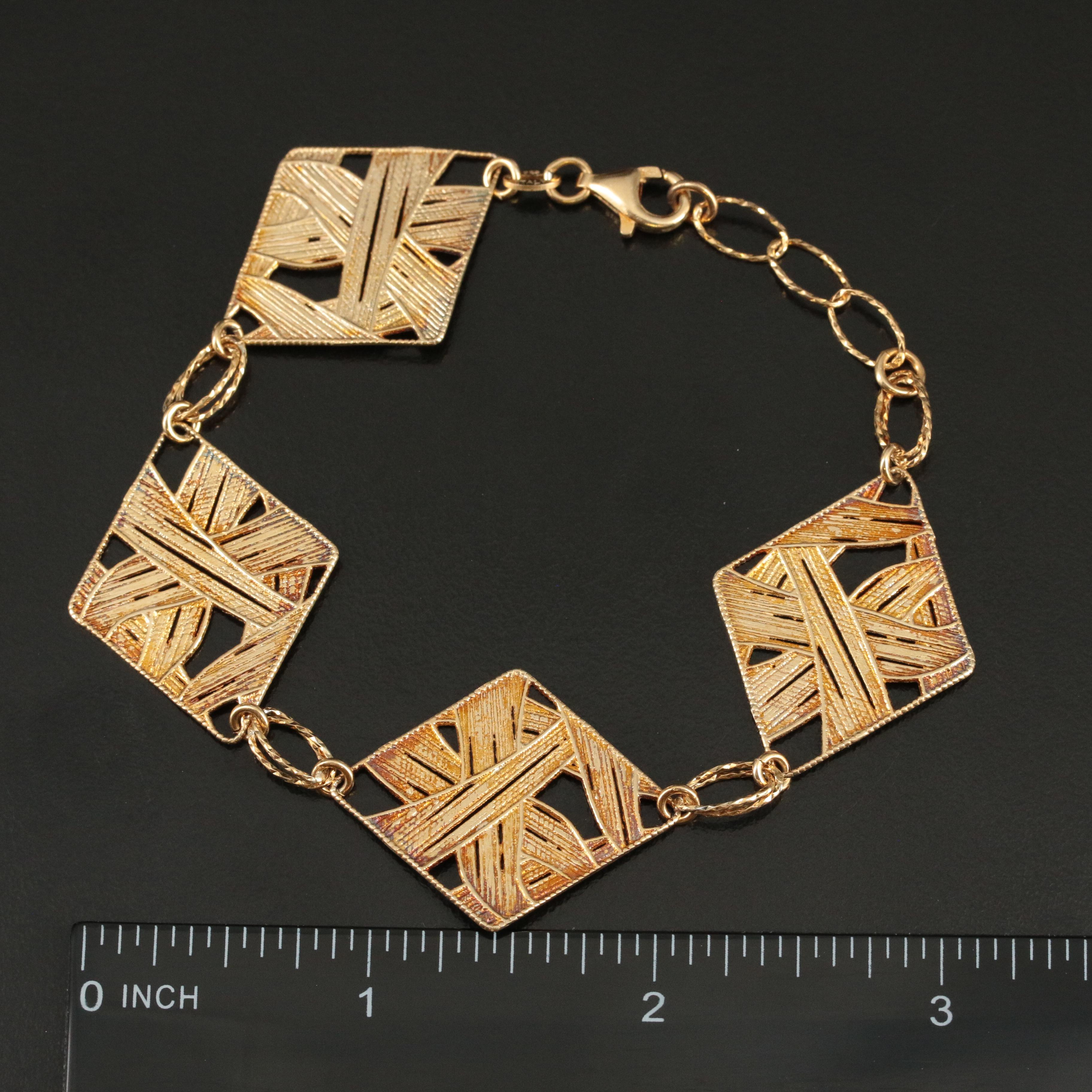Sterling Rhombus Link Bracelet