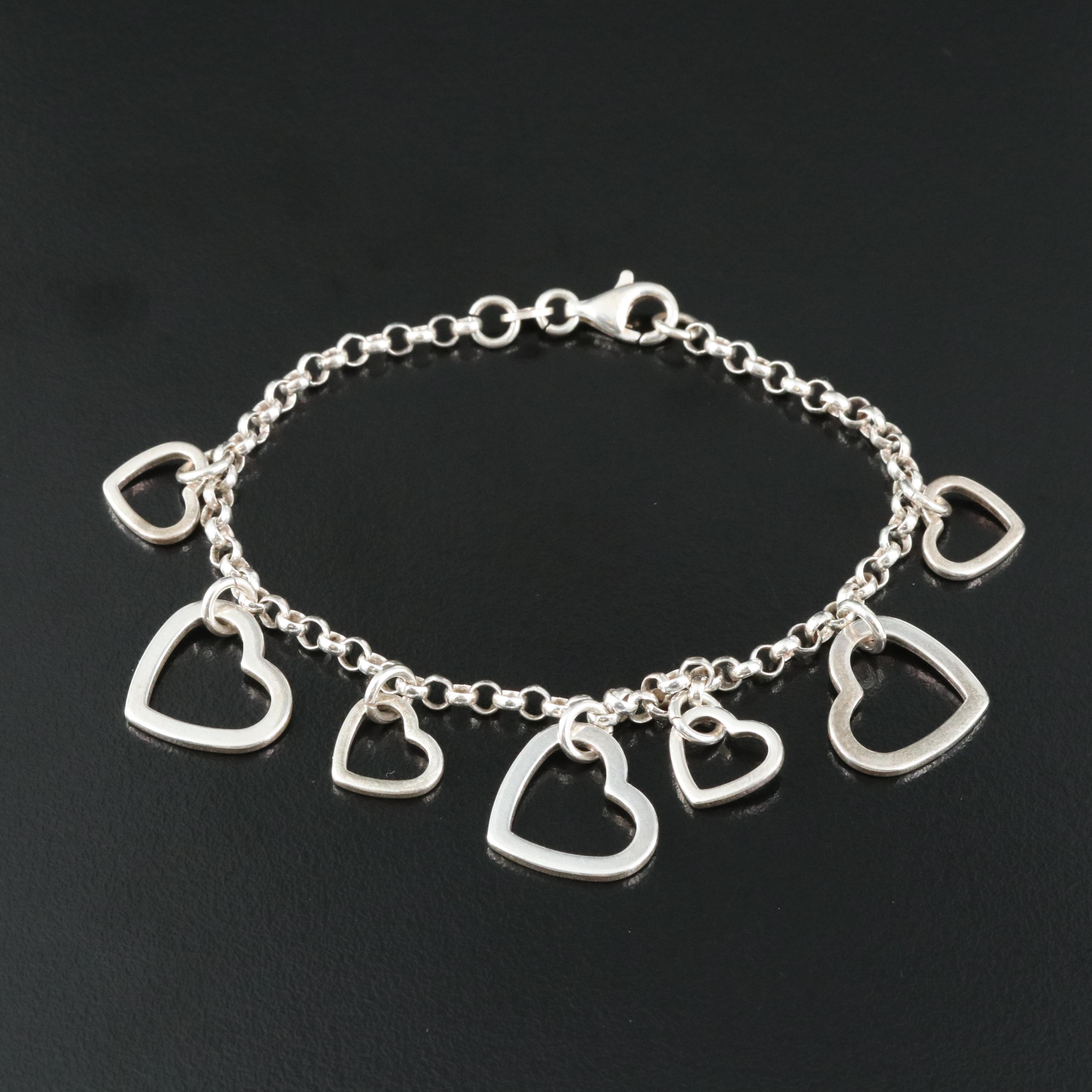 Italian Sterling Heart Charm Bracelet