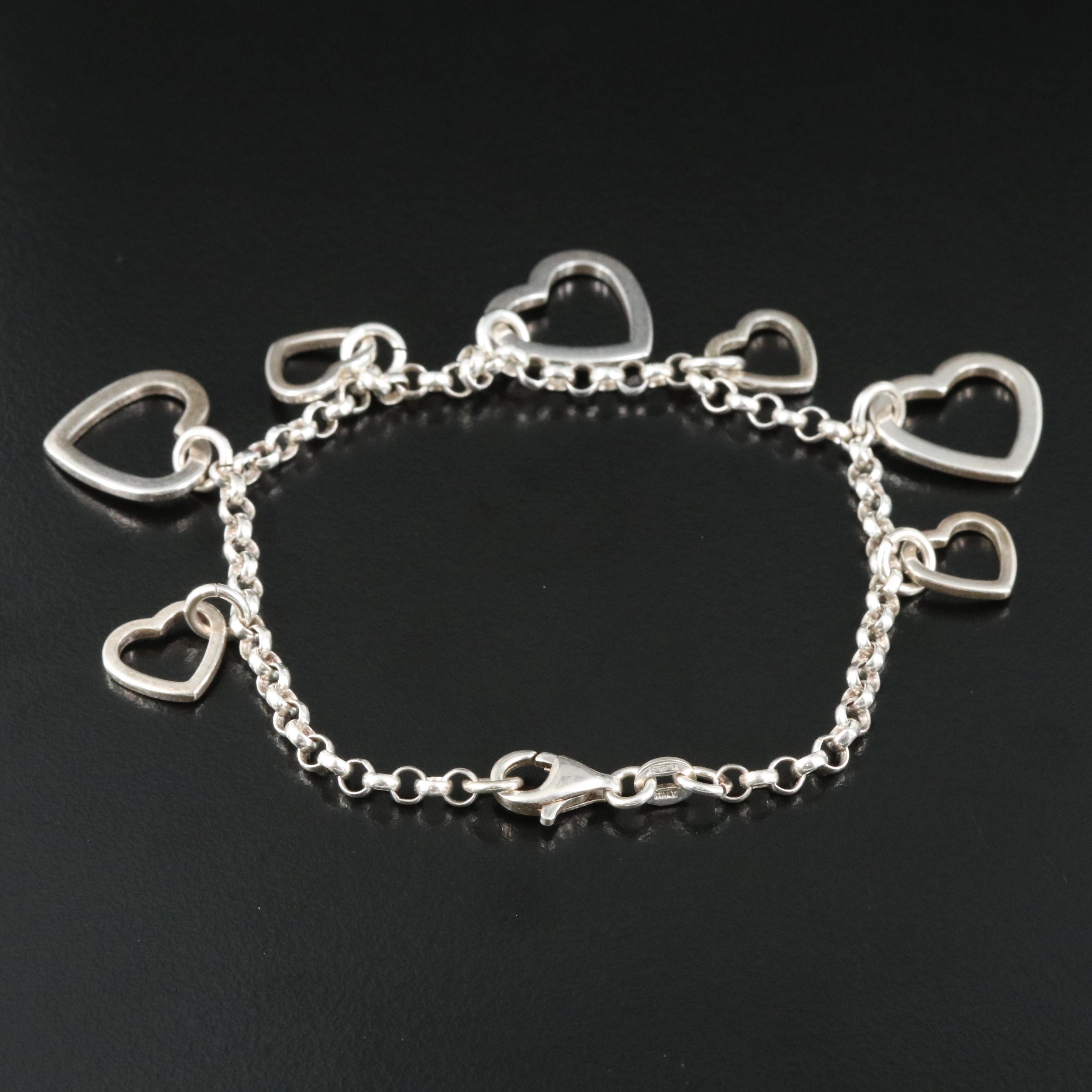 Italian Sterling Heart Charm Bracelet