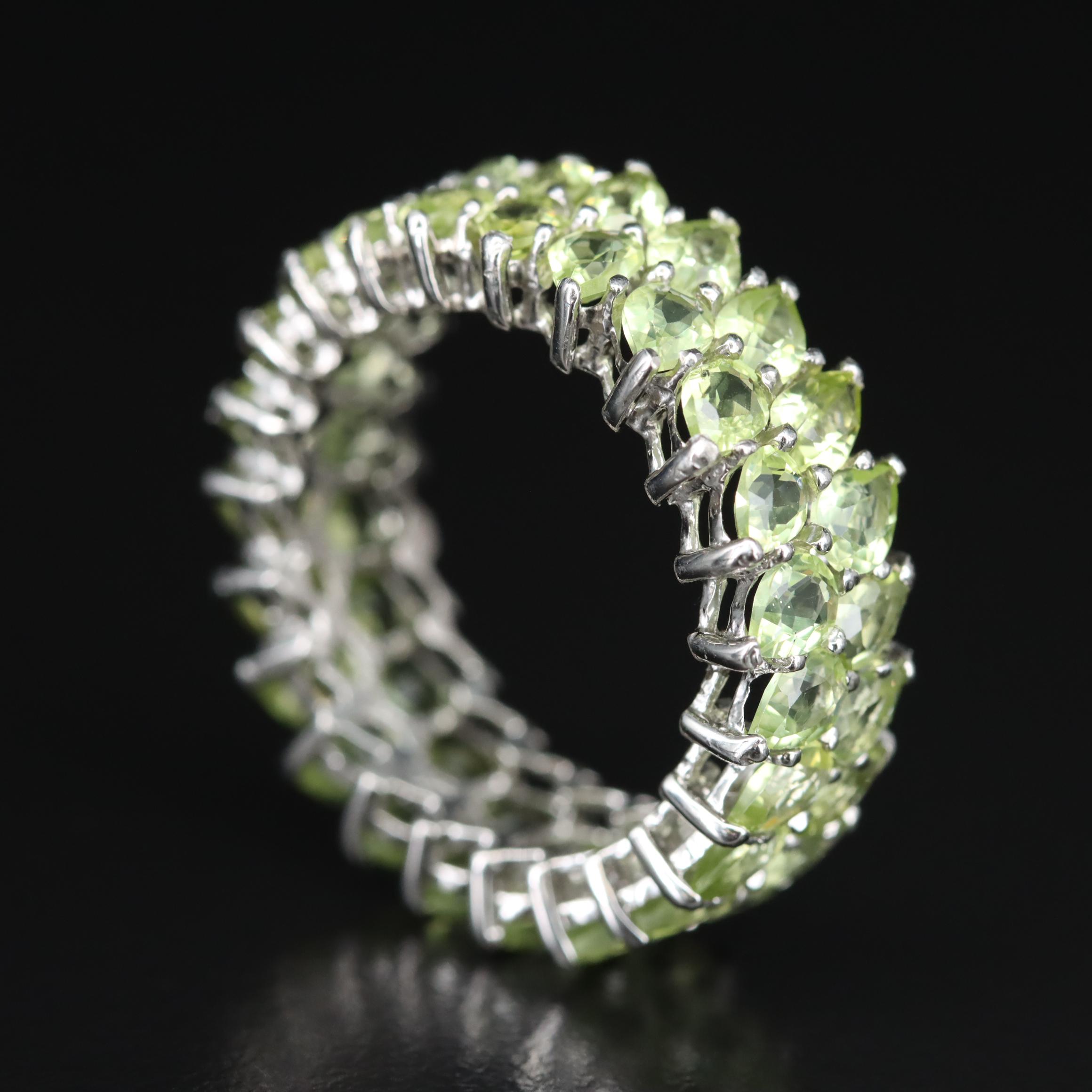 Sterling Peridot Eternity Band