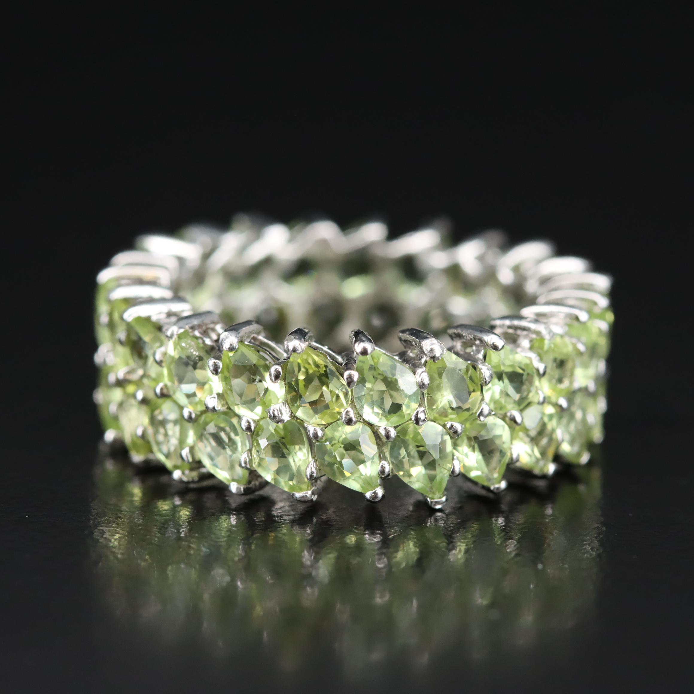Sterling Peridot Eternity Band
