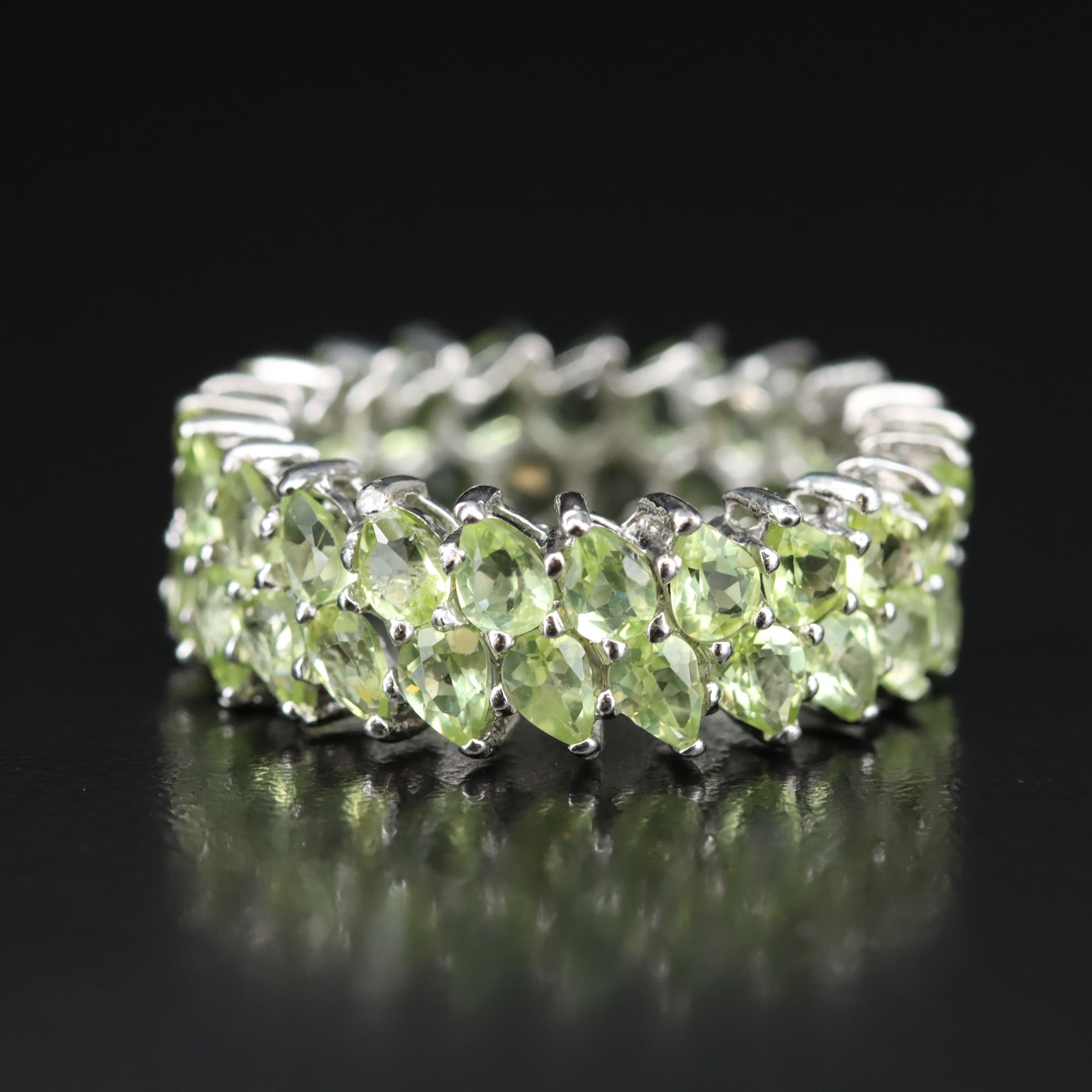 Sterling Peridot Eternity Band