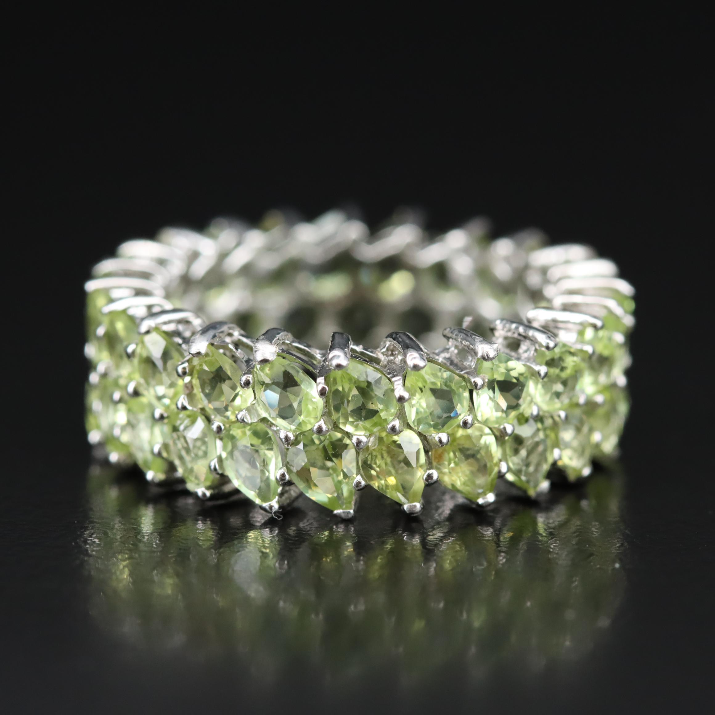 Sterling Peridot Eternity Band