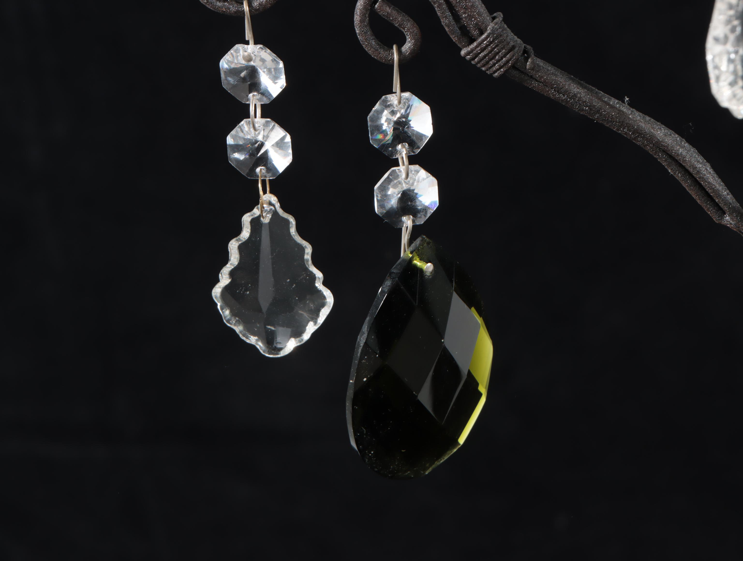 Wrought Iron Lantern Stand With Crystal Candelabra