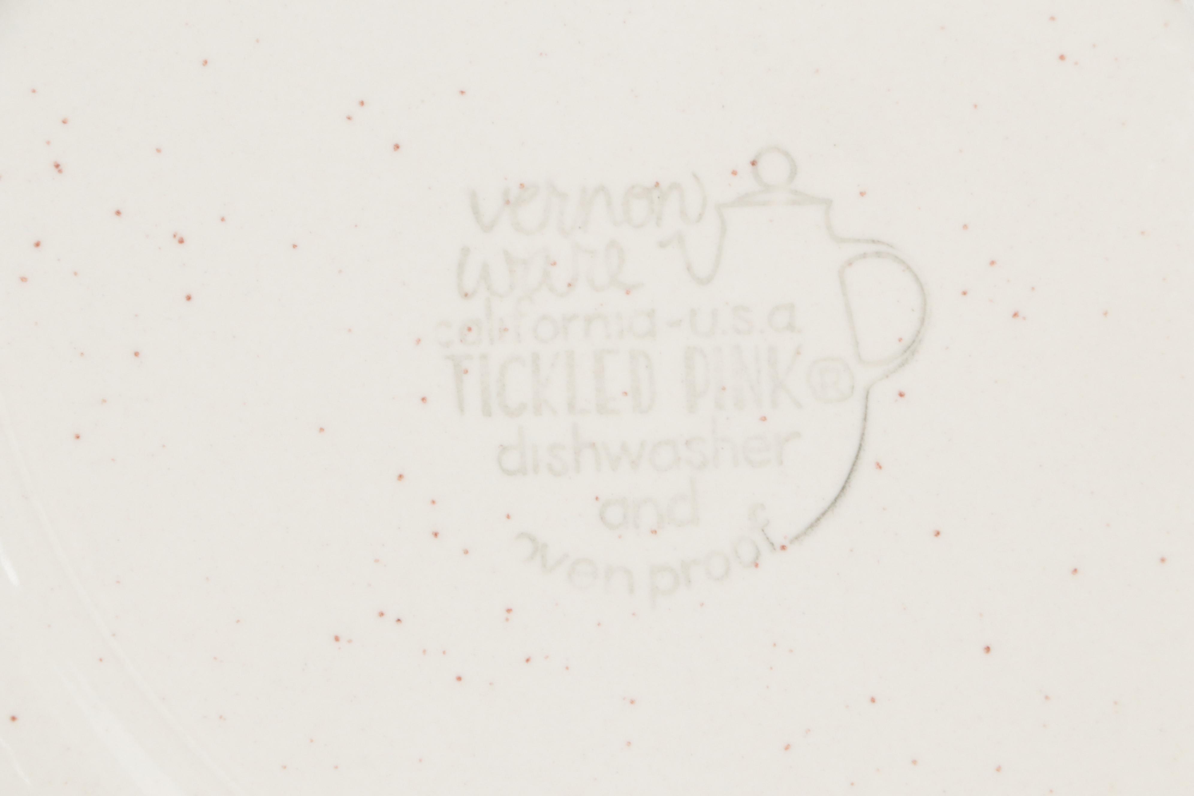 Metlox Vernon Ware "Tickled Pink" Ceramic Dinnerware and Serving Accessories