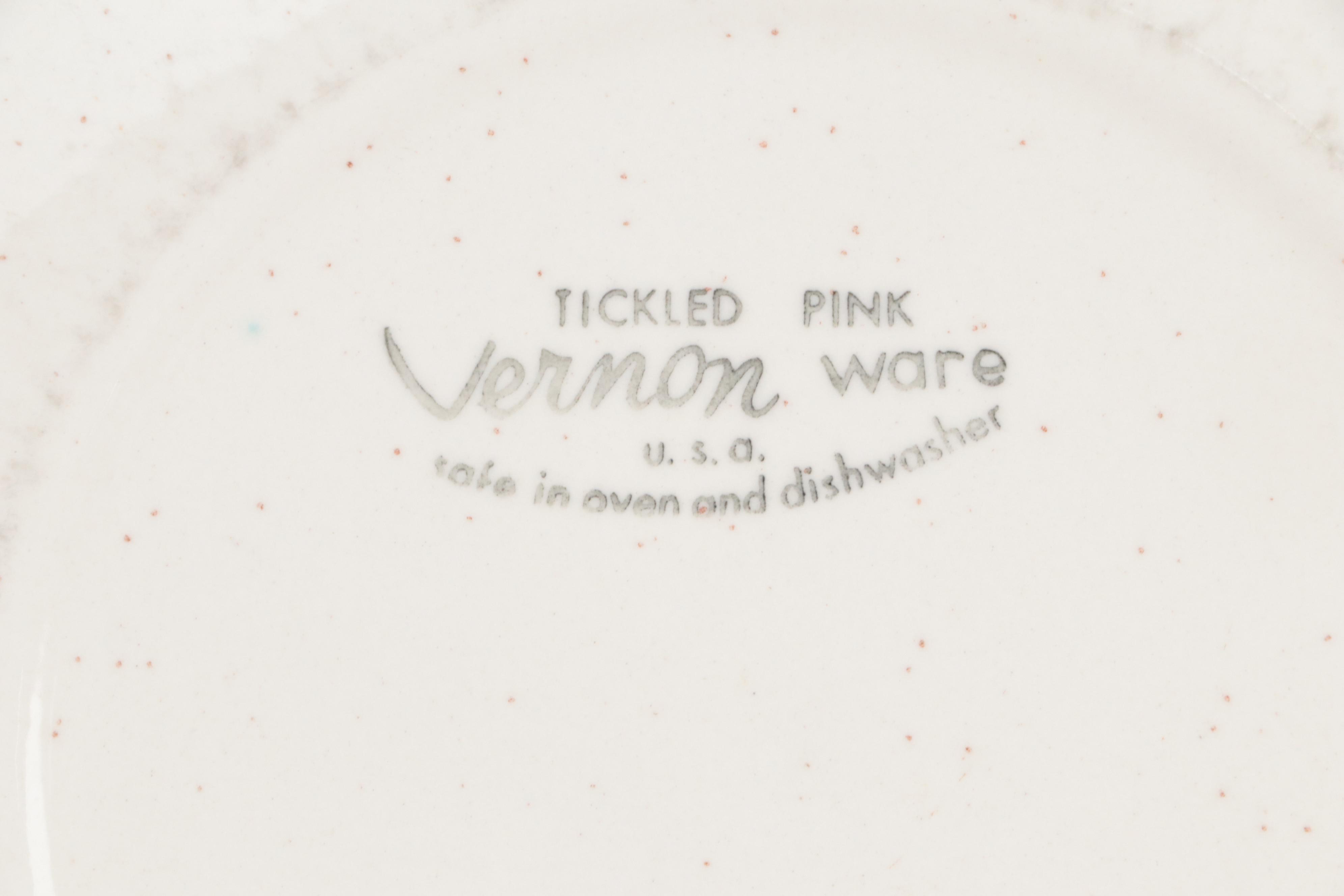 Metlox Vernon Ware "Tickled Pink" Ceramic Dinnerware and Serving Accessories