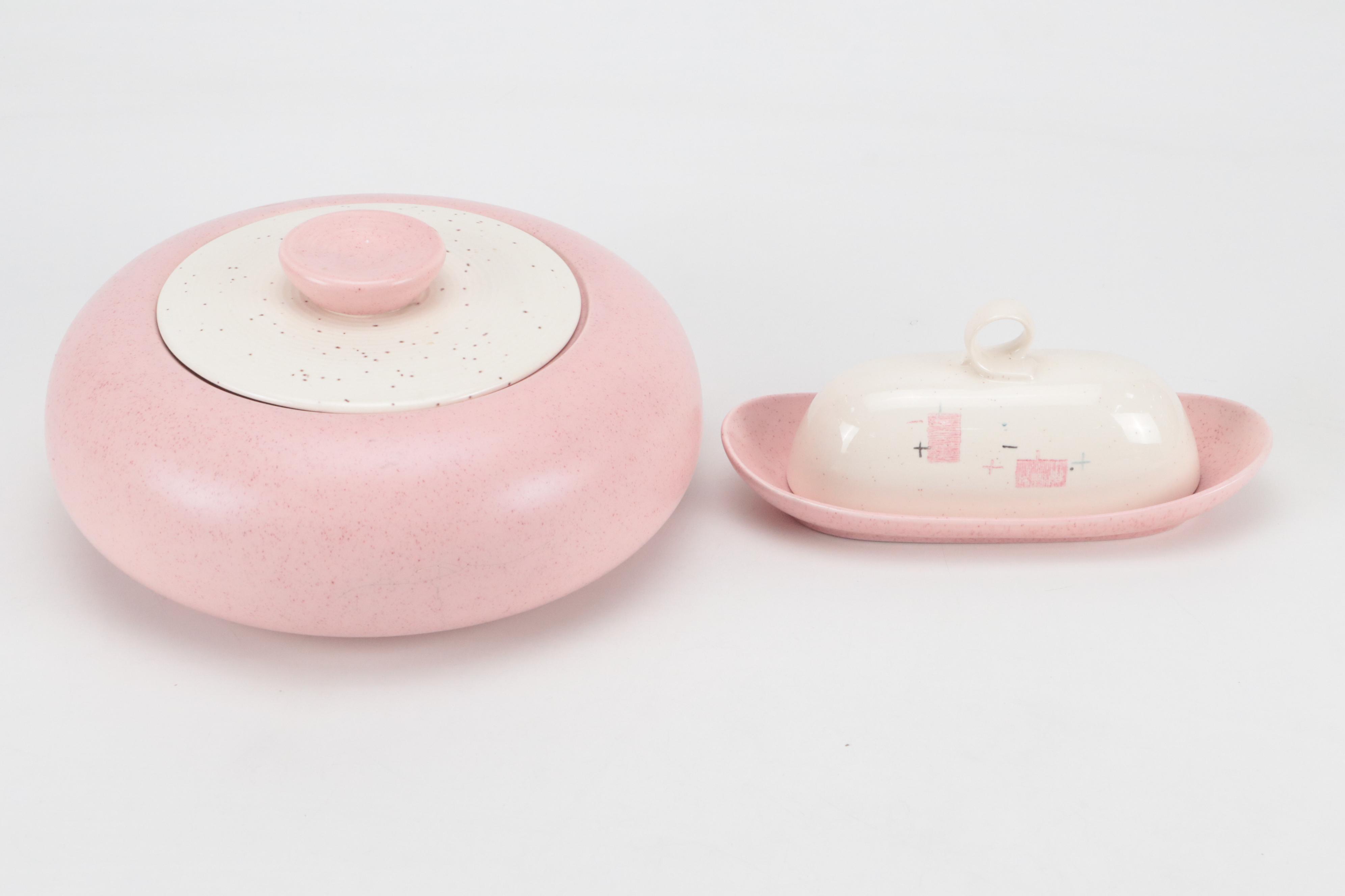 Metlox Vernon Ware "Tickled Pink" Ceramic Dinnerware and Serving Accessories