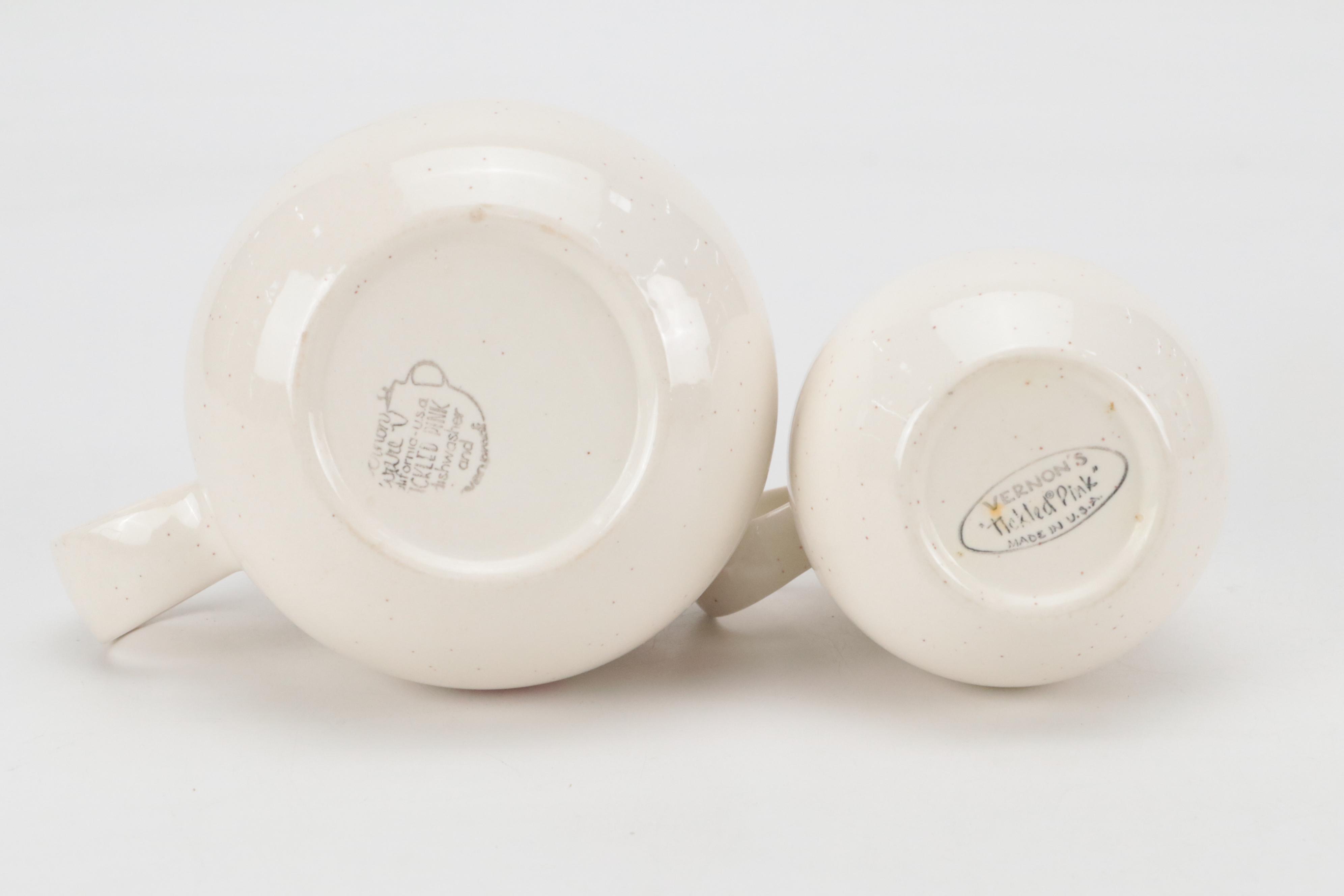 Metlox Vernon Ware "Tickled Pink" Ceramic Dinnerware and Serving Accessories