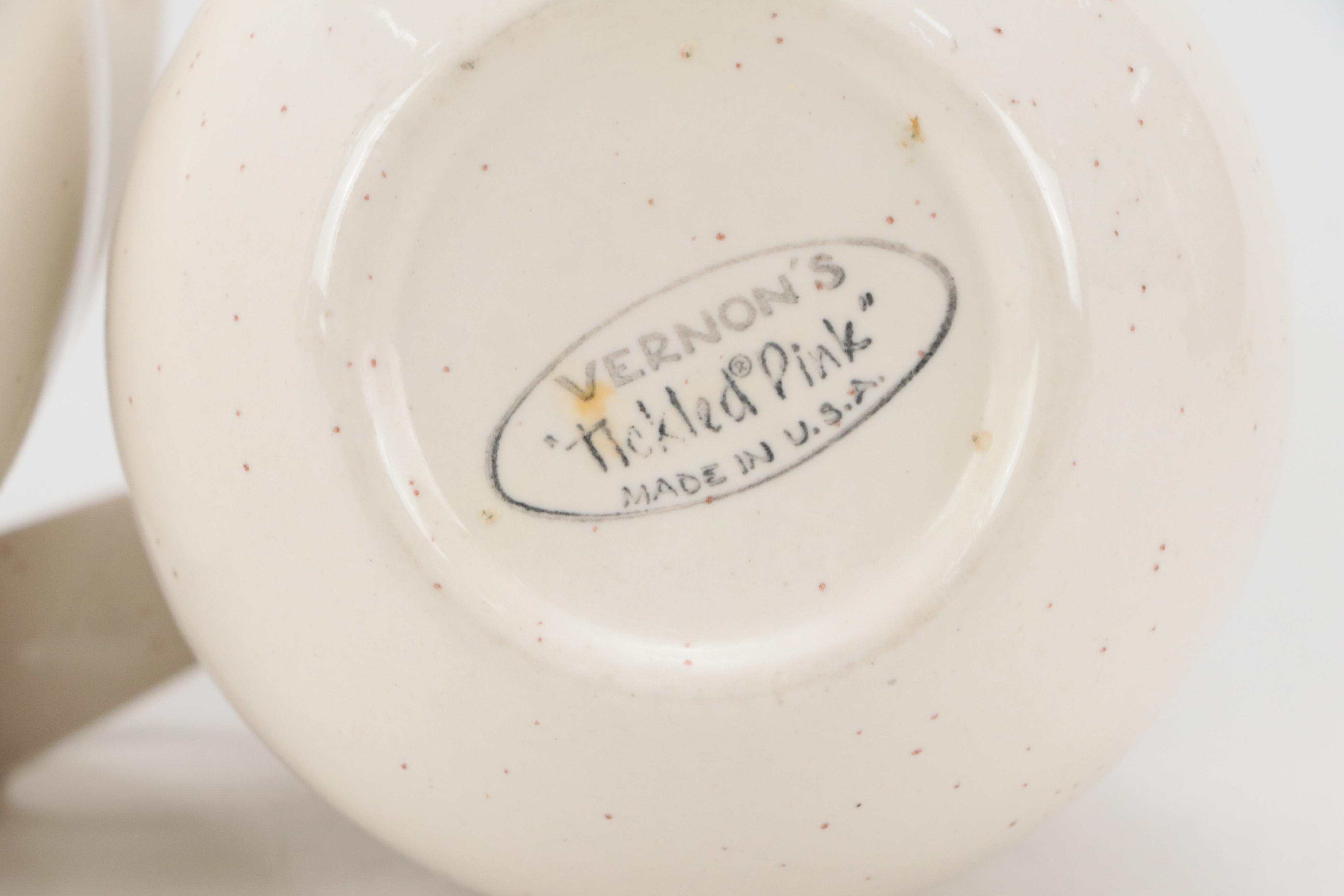 Metlox Vernon Ware "Tickled Pink" Ceramic Dinnerware and Serving Accessories