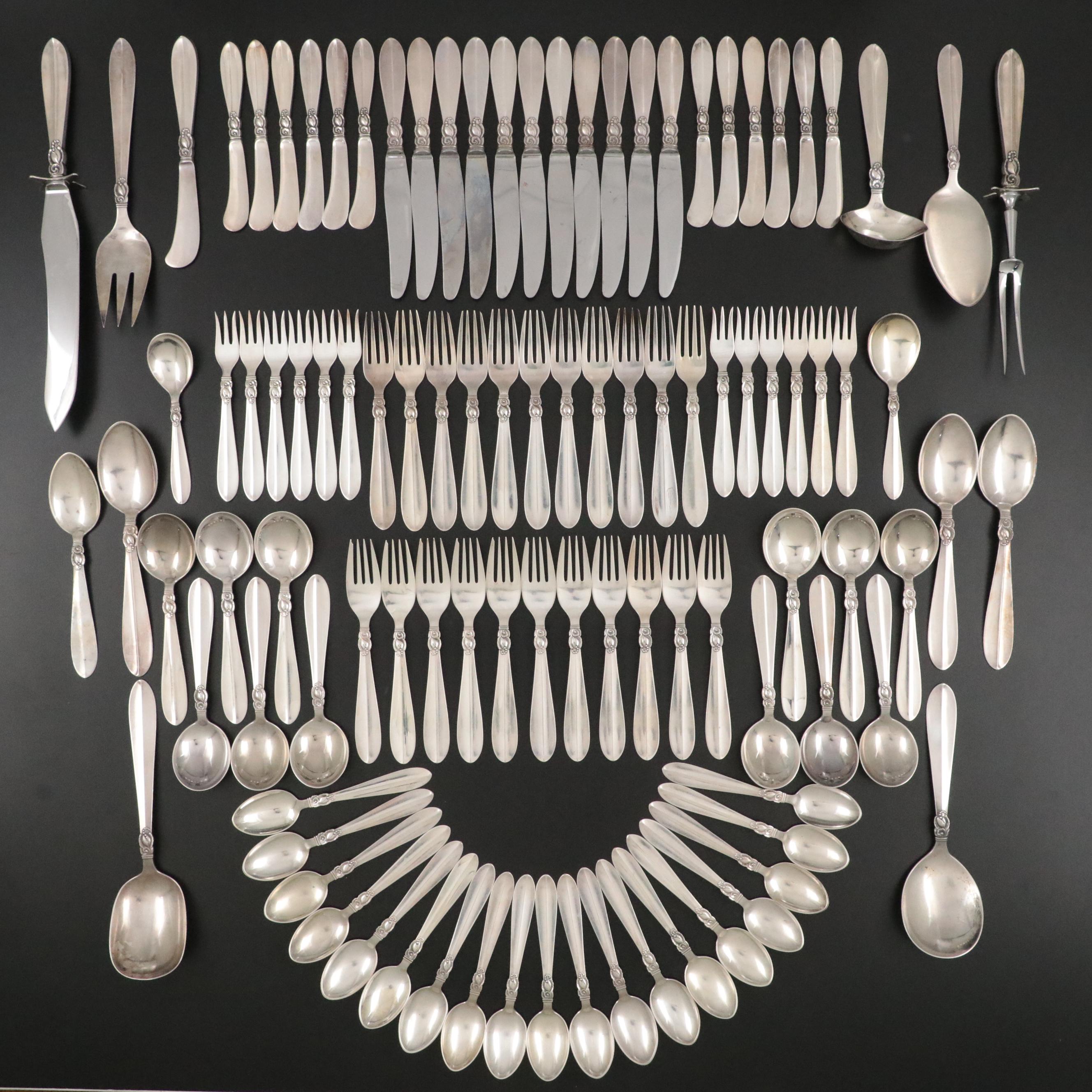 Paul Frigast "Princess Fuchsia" Danish Modern Sterling Silver Flatware