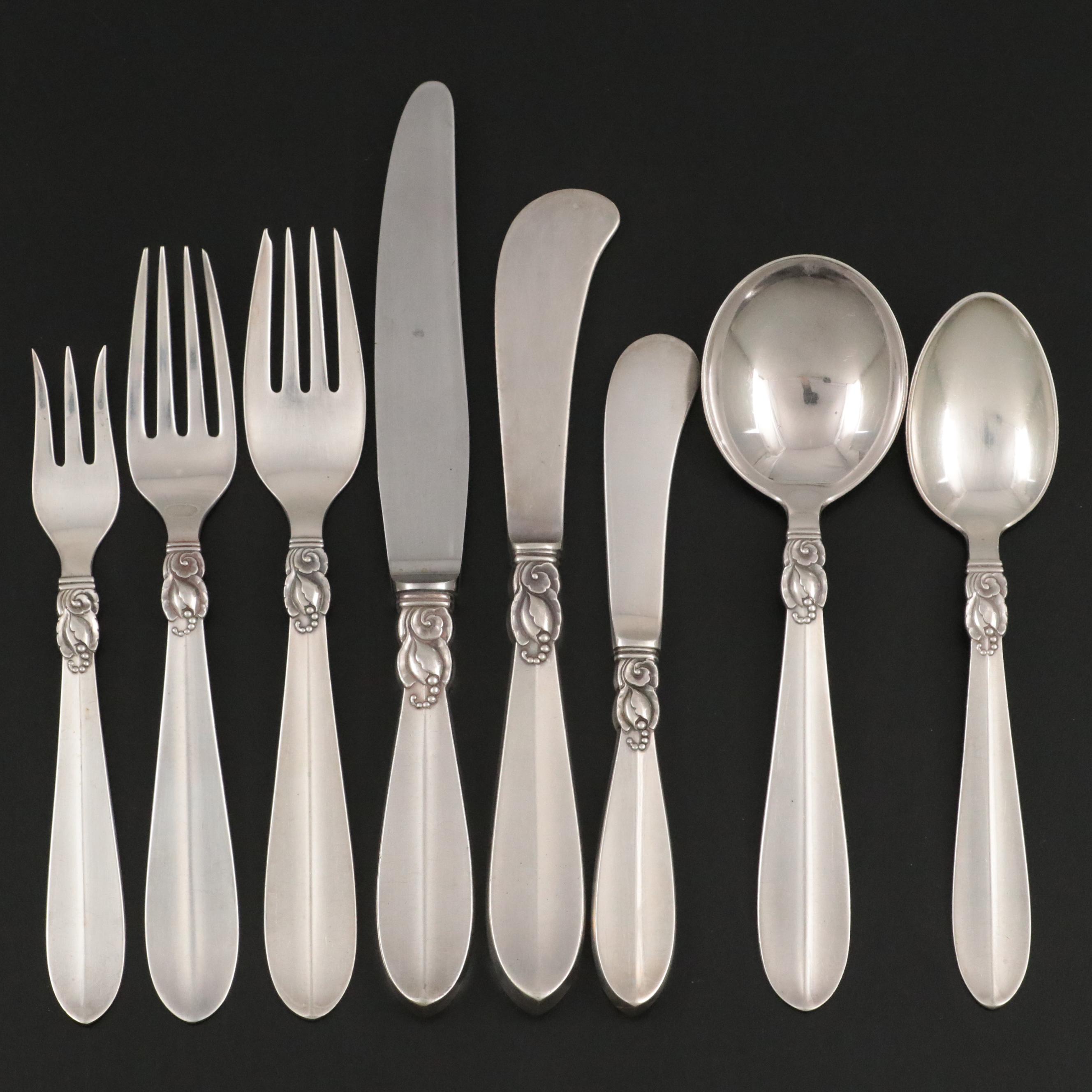 Paul Frigast "Princess Fuchsia" Danish Modern Sterling Silver Flatware