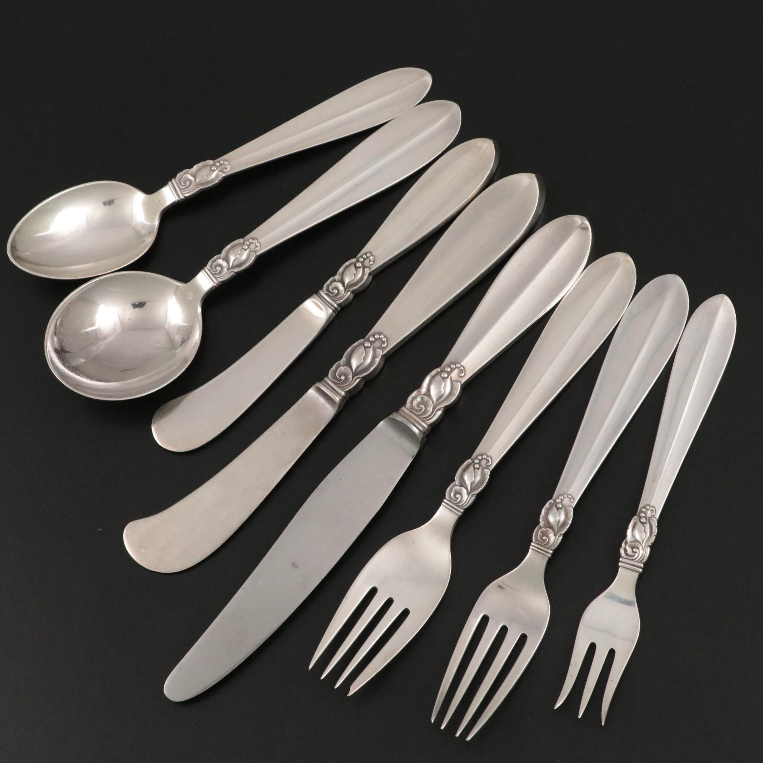 Paul Frigast "Princess Fuchsia" Danish Modern Sterling Silver Flatware