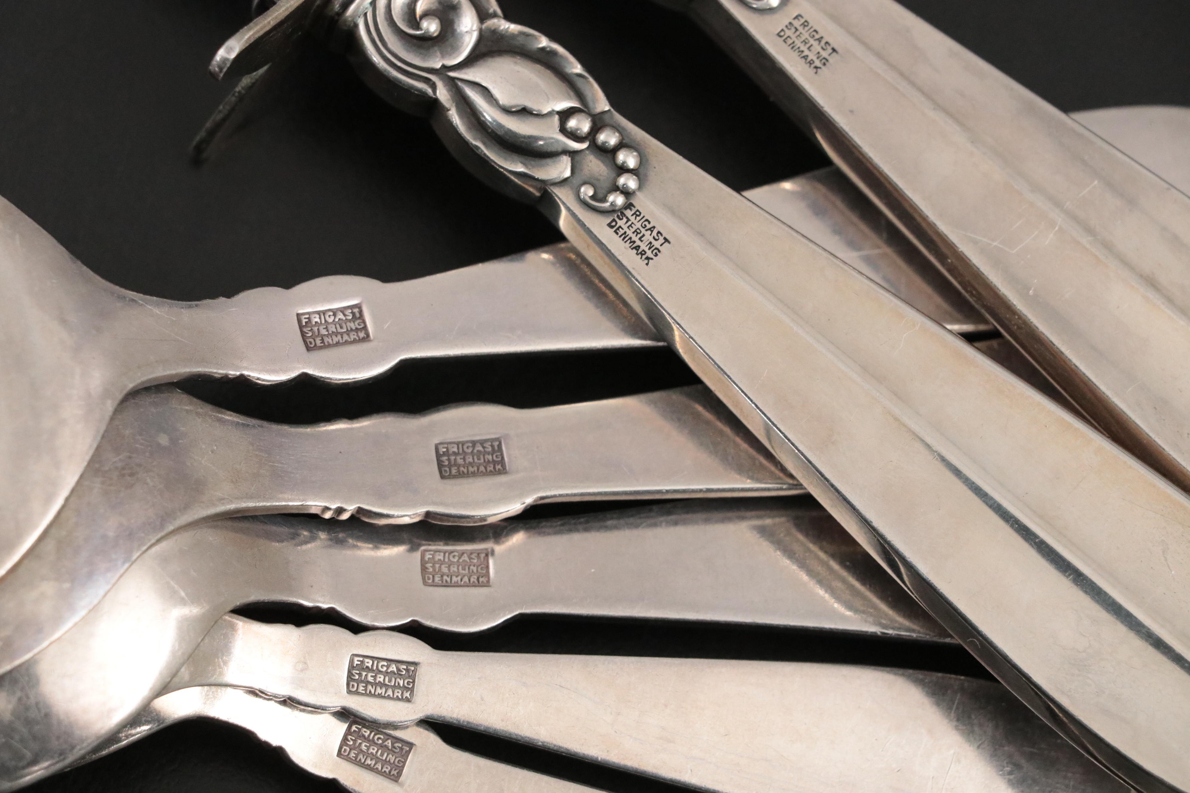 Paul Frigast "Princess Fuchsia" Danish Modern Sterling Silver Flatware