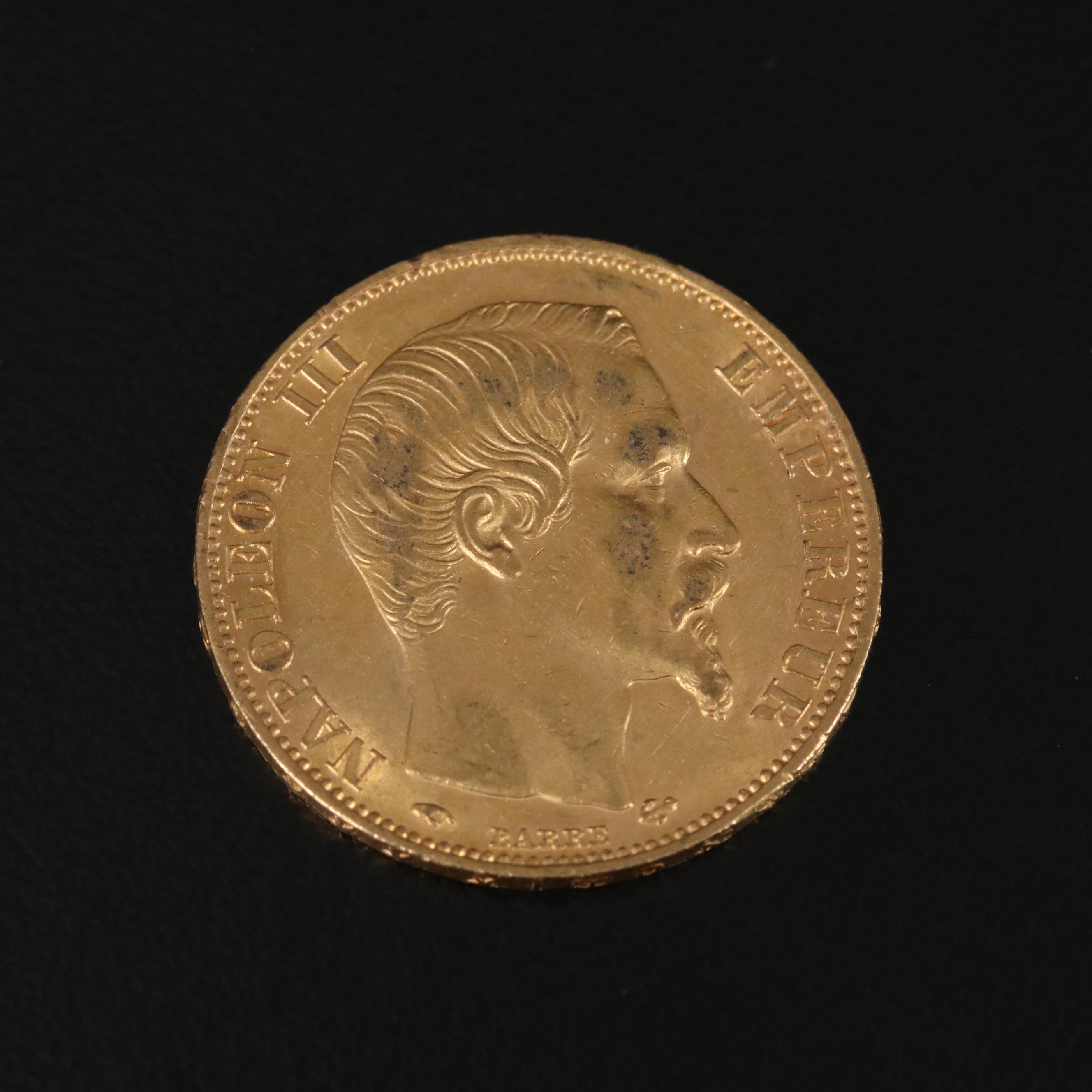 1859-A France 20-Franc Gold Coin of Napoleon III