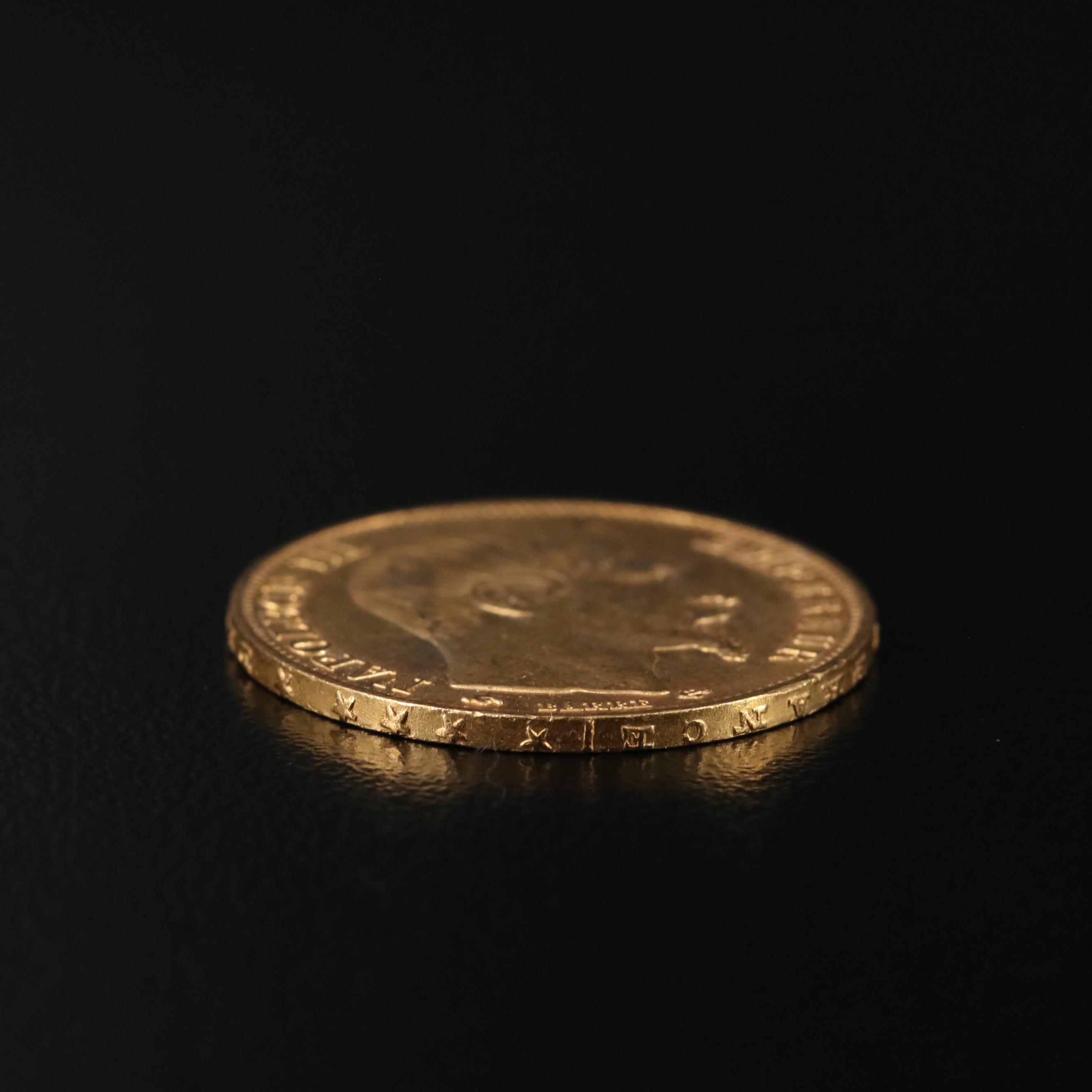 1859-A France 20-Franc Gold Coin of Napoleon III