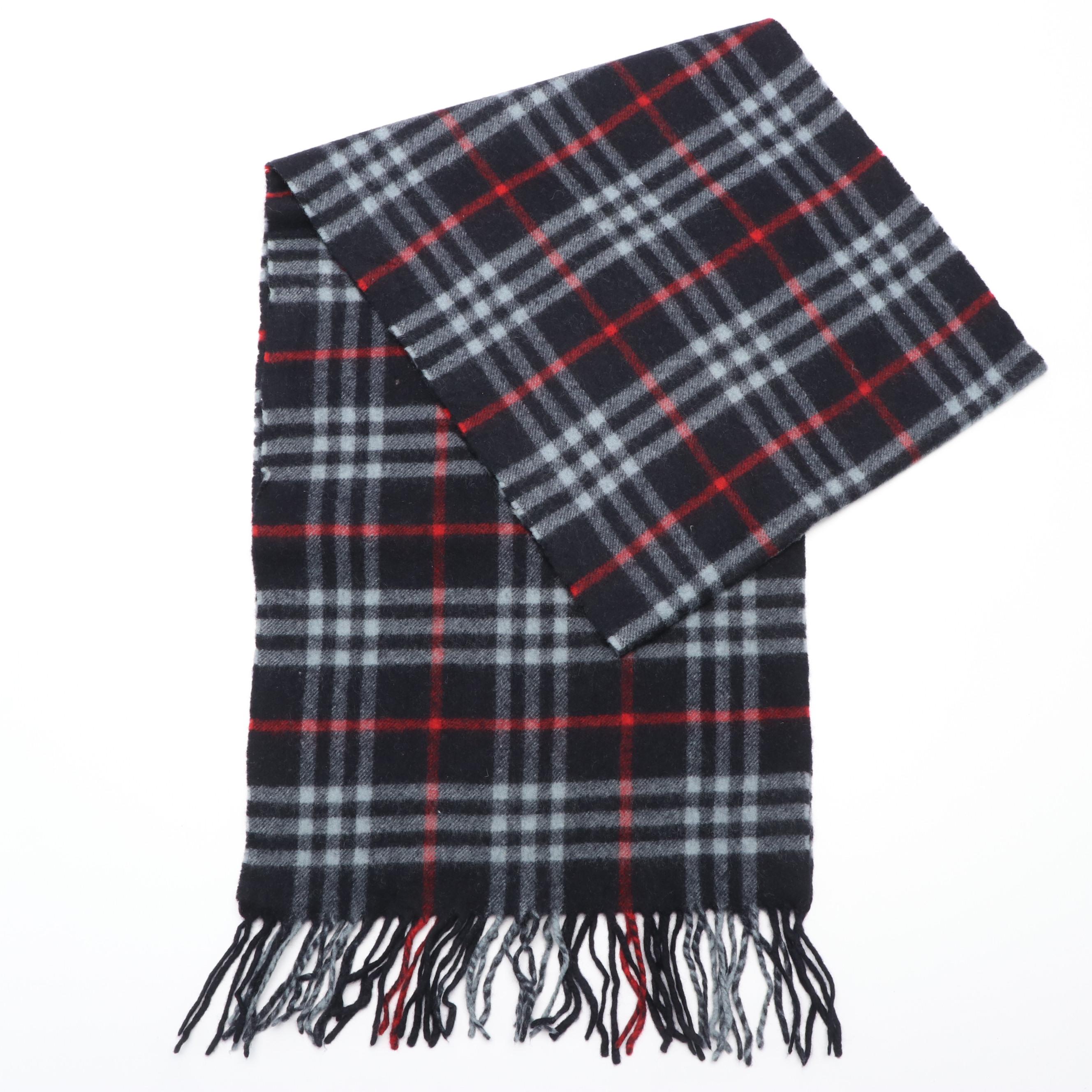 Burberry Cashmere Plaid Print Scarf