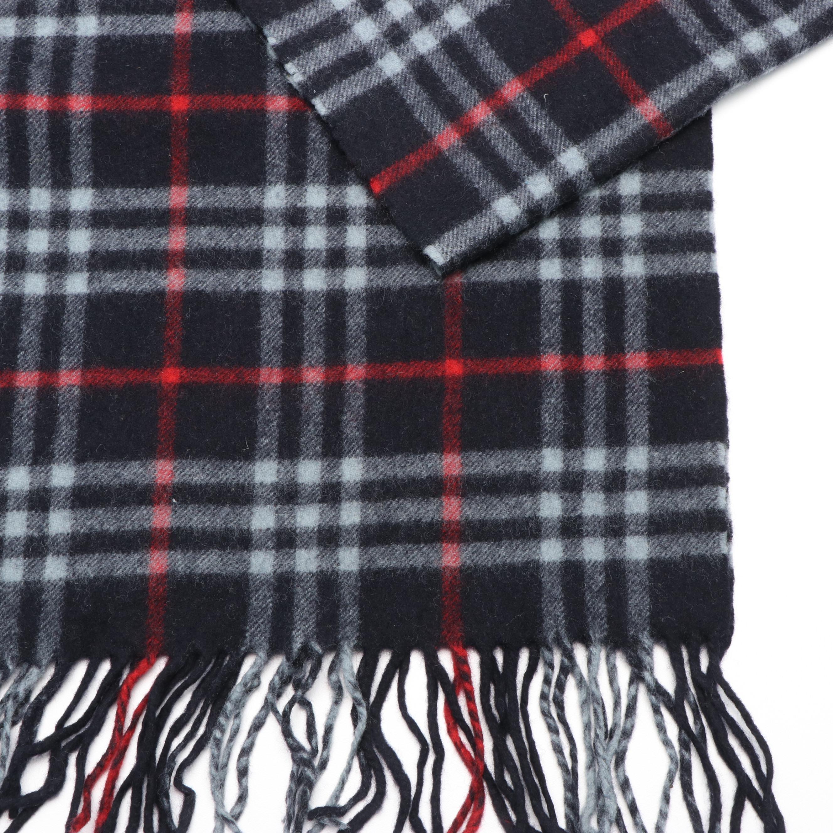 Burberry Cashmere Plaid Print Scarf