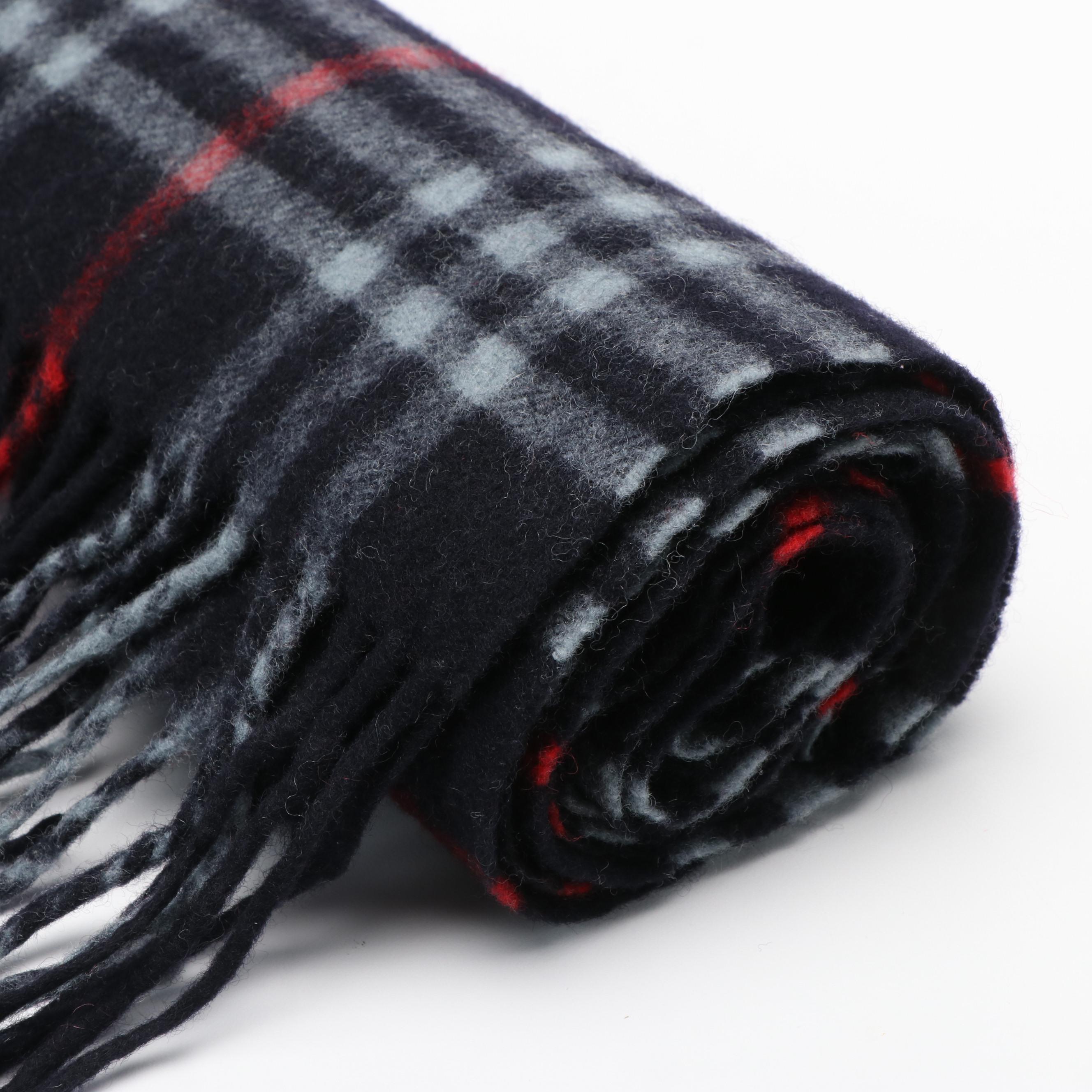 Burberry Cashmere Plaid Print Scarf