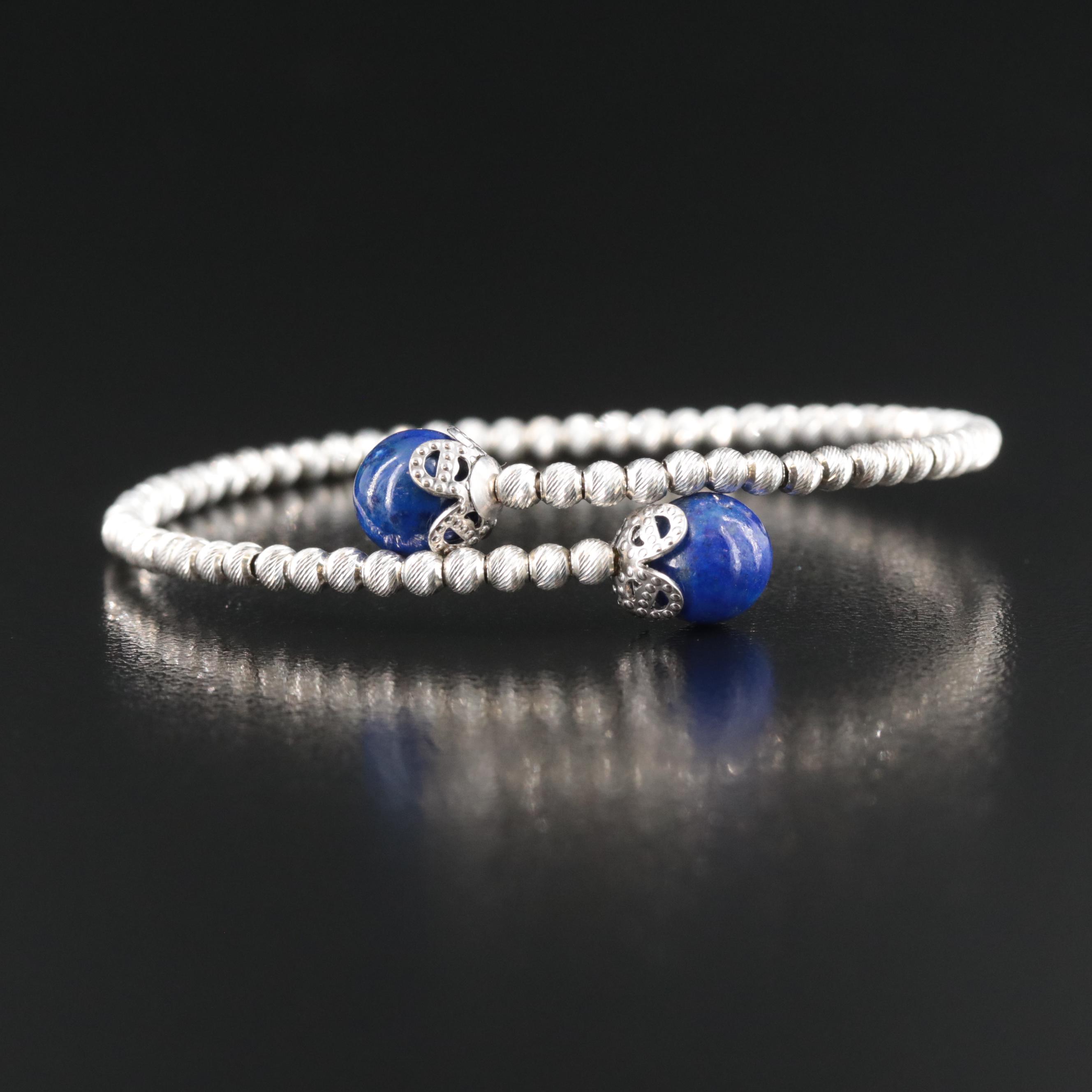 Sterling Lapis Lazuli Bypass Bracelet