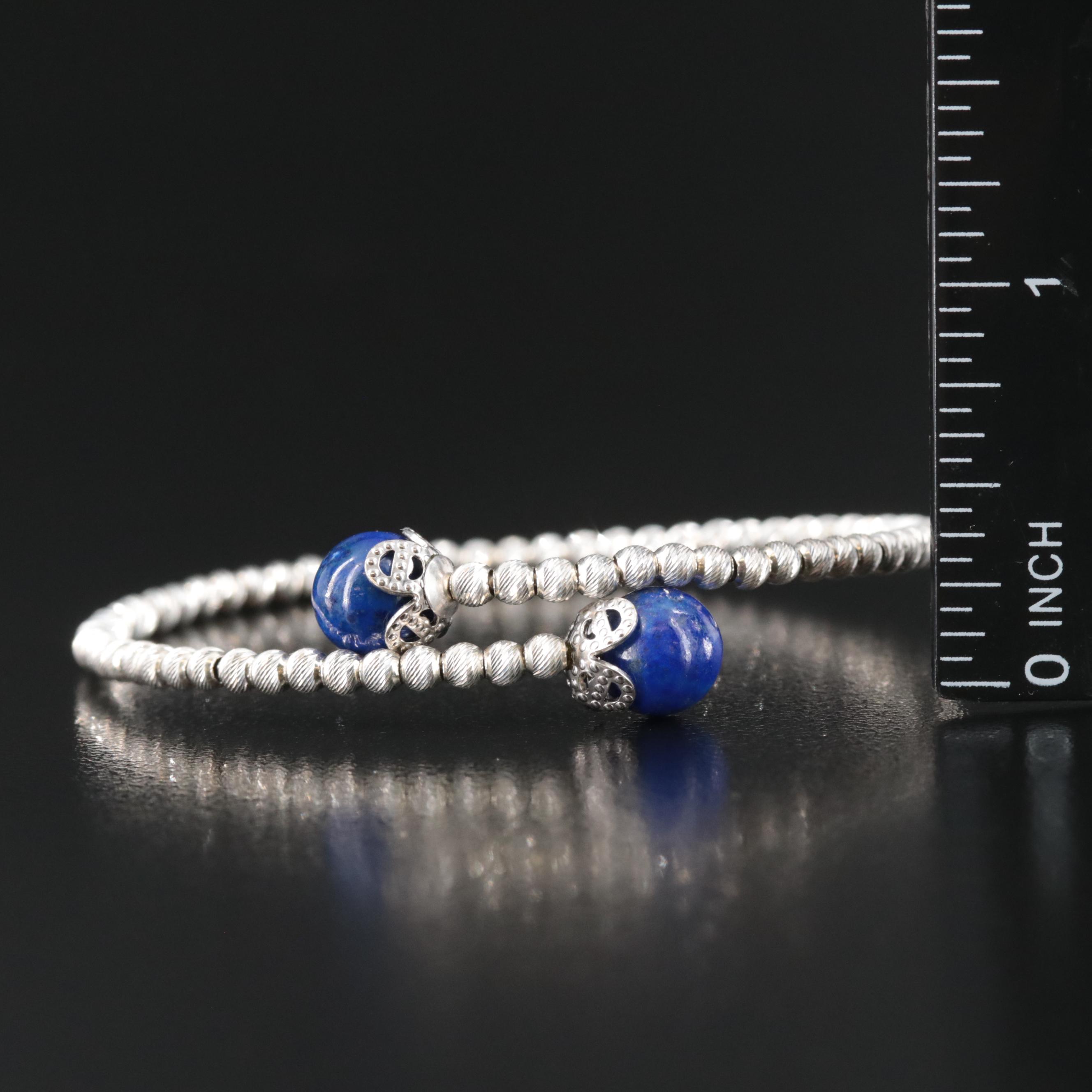 Sterling Lapis Lazuli Bypass Bracelet